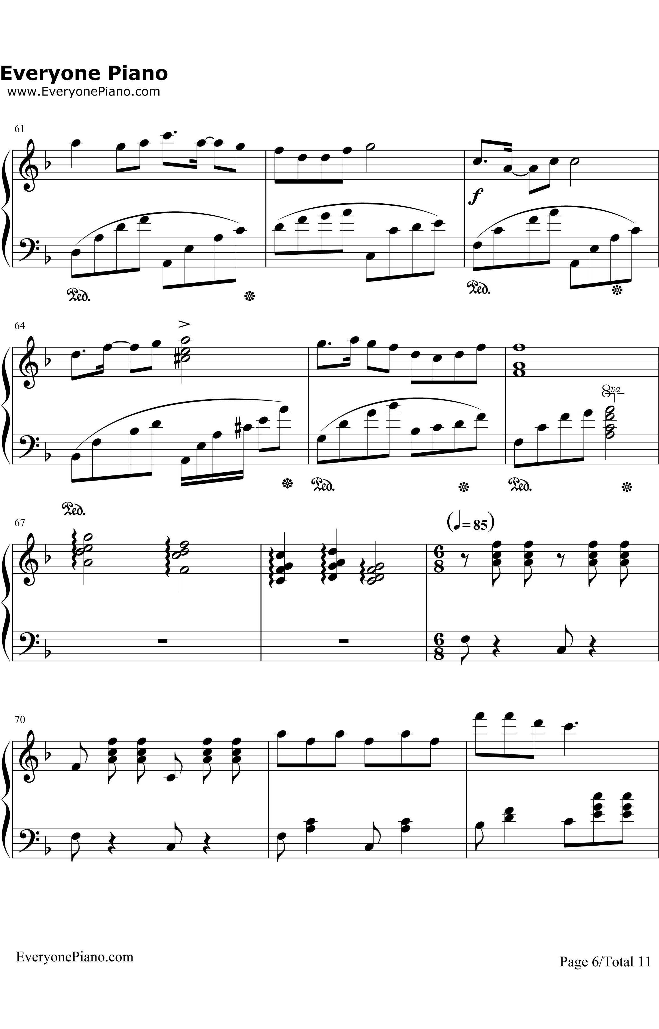 我的童年钢琴谱-心蓝宇梦6