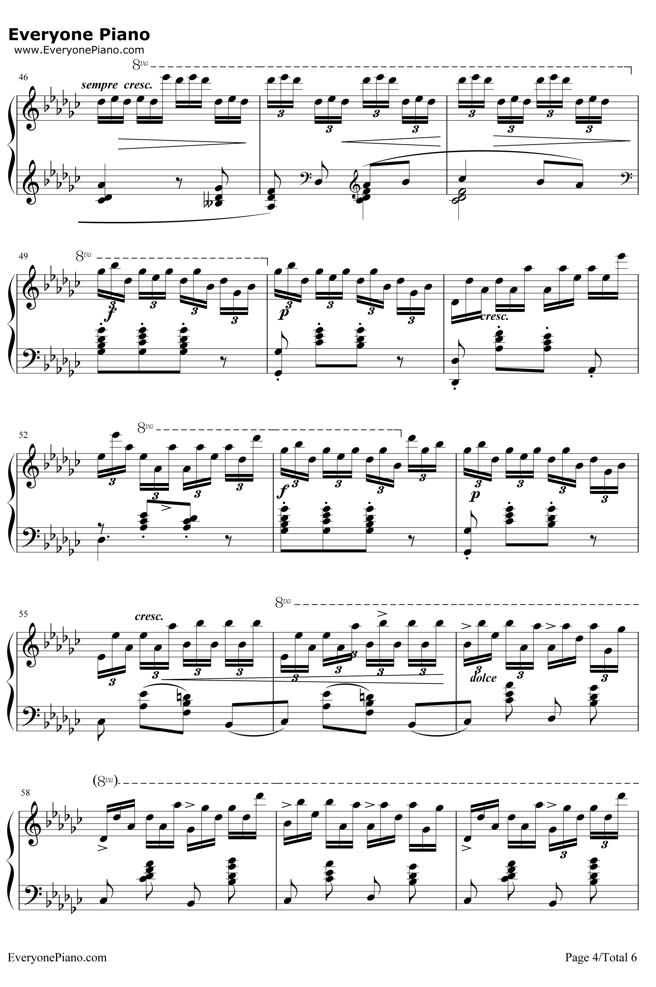 黑键练习曲钢琴谱-肖邦-肖邦练习曲OP10NO54