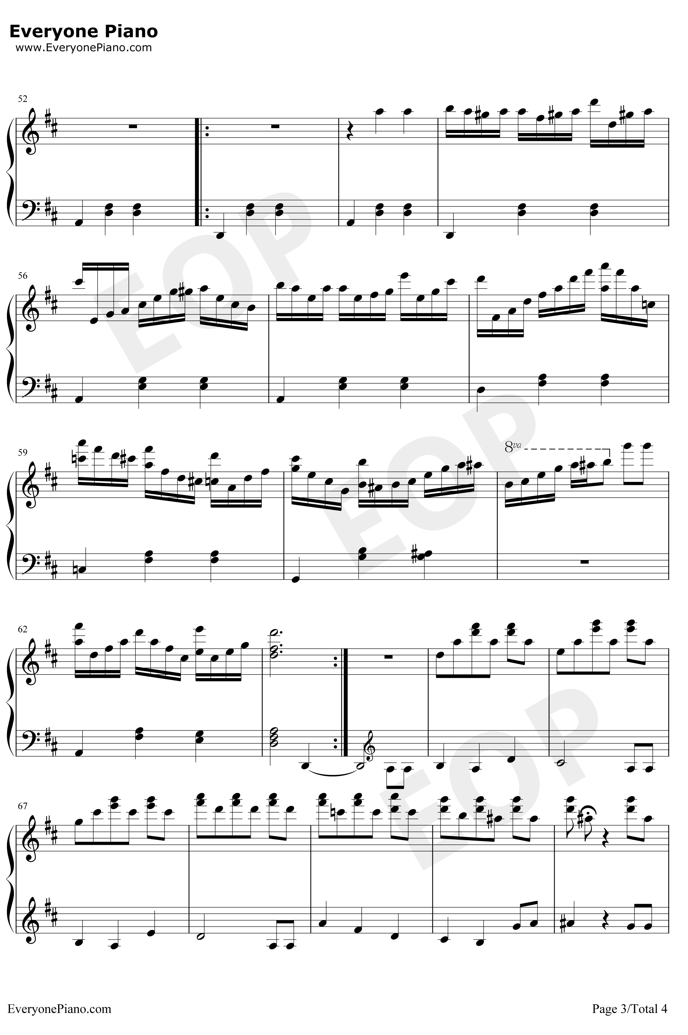 生日快乐钢琴谱-帕蒂·史密斯·希尔米尔德里德·J.希尔-D大调变奏3
