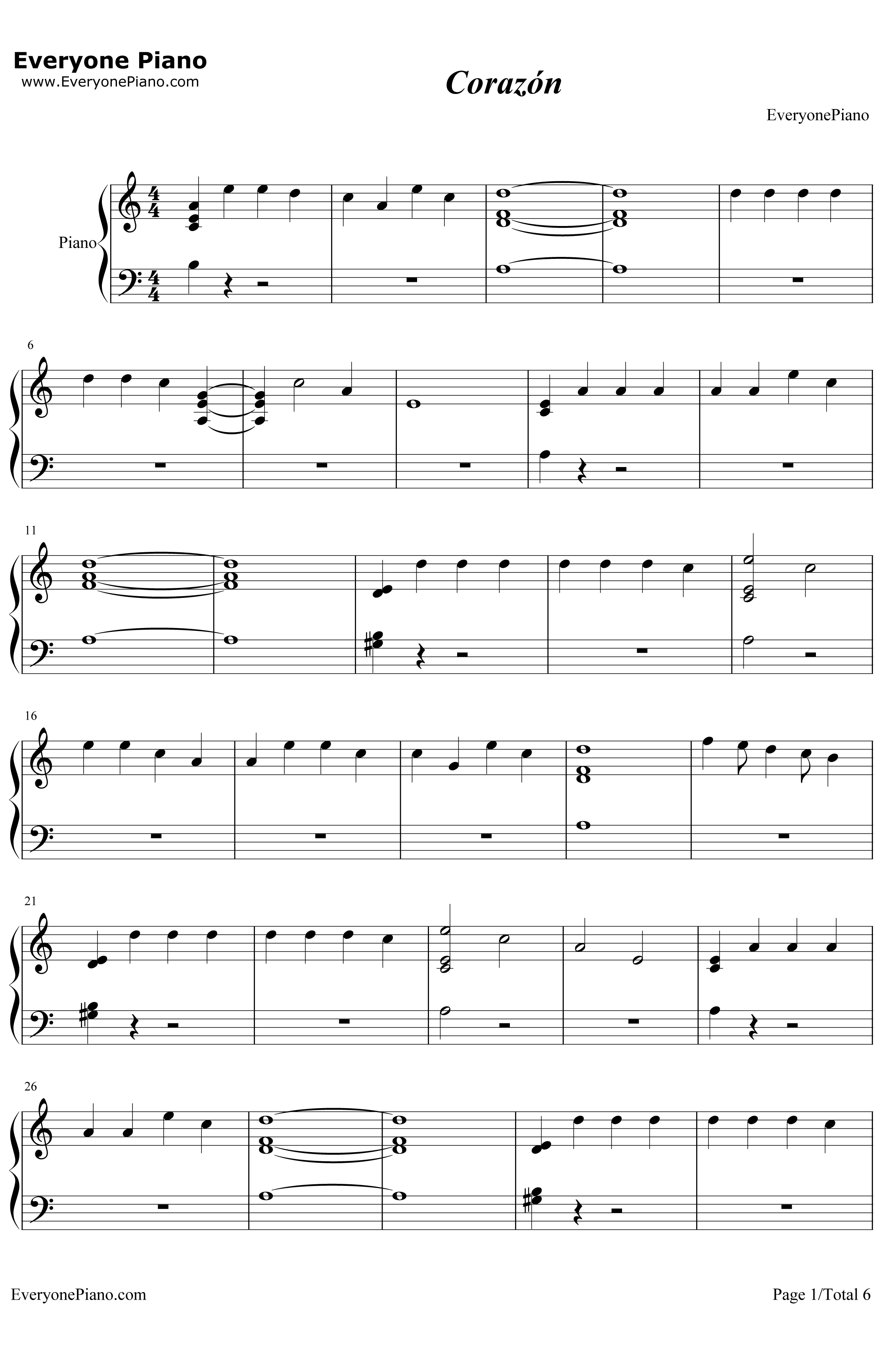 Corazón钢琴谱-Maluma1