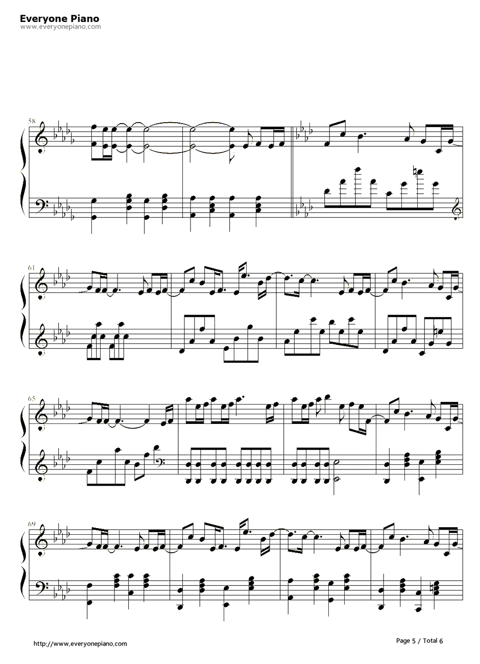 ただいま钢琴谱-一青窈-《爱之歌!》主题曲5
