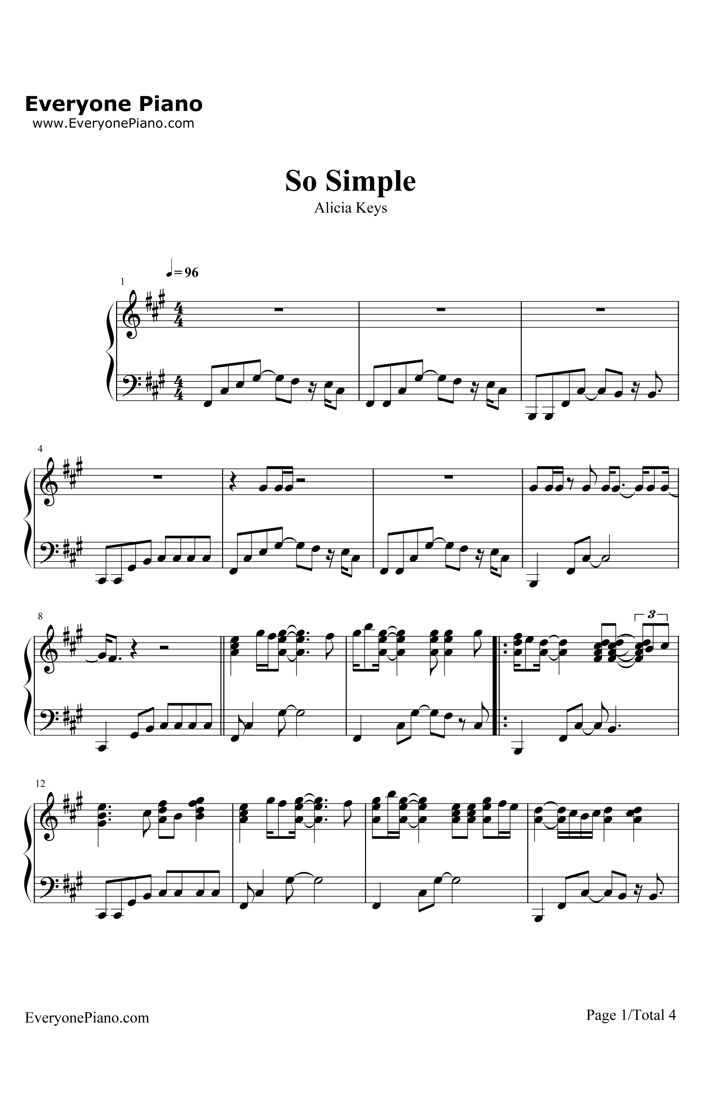 SoSimple钢琴谱-AliciaKeys1