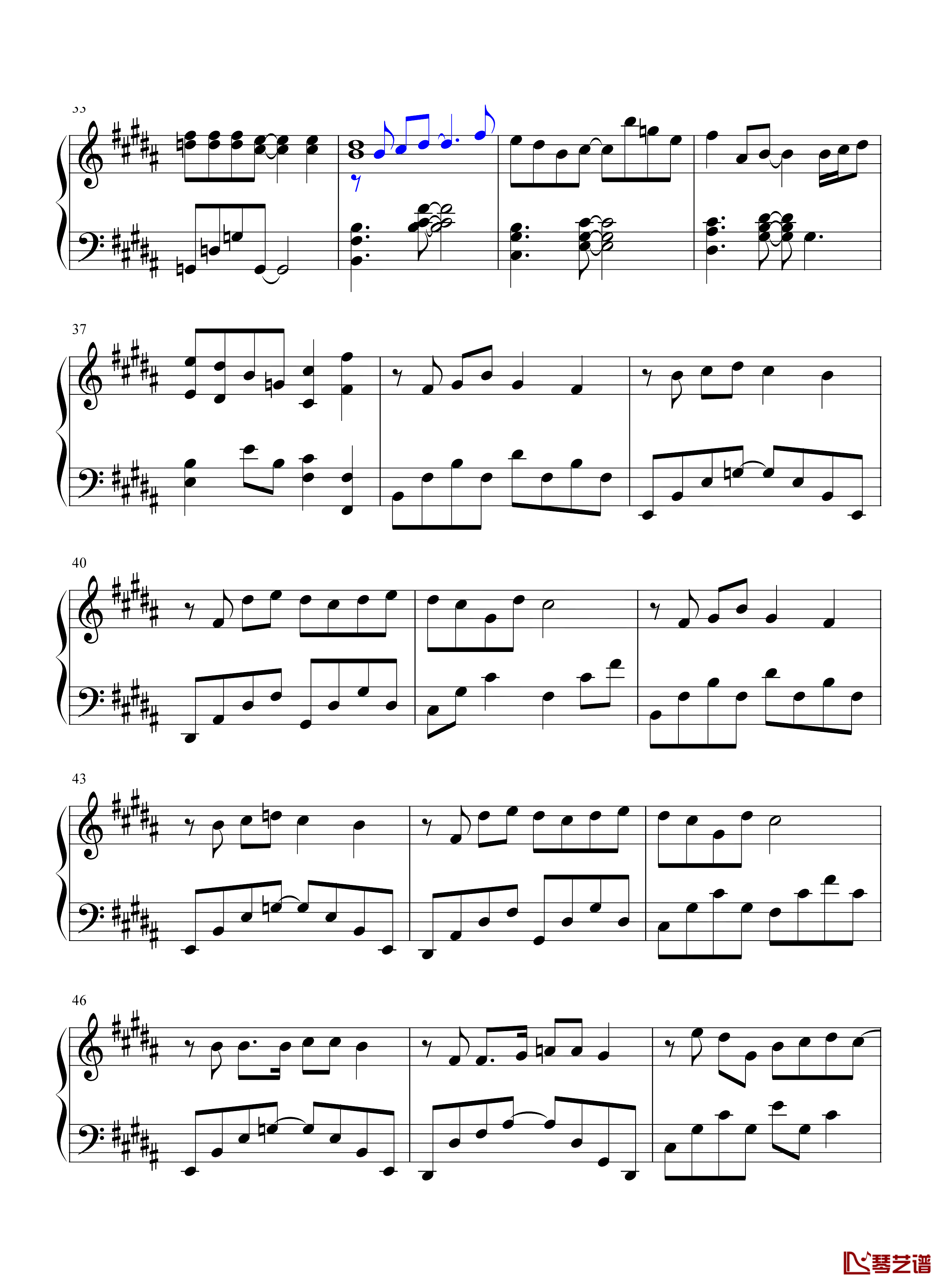 心引力钢琴谱-王俊凯/蔡依林-在流星划过定格的一瞬间，有了怦然心动的感觉3