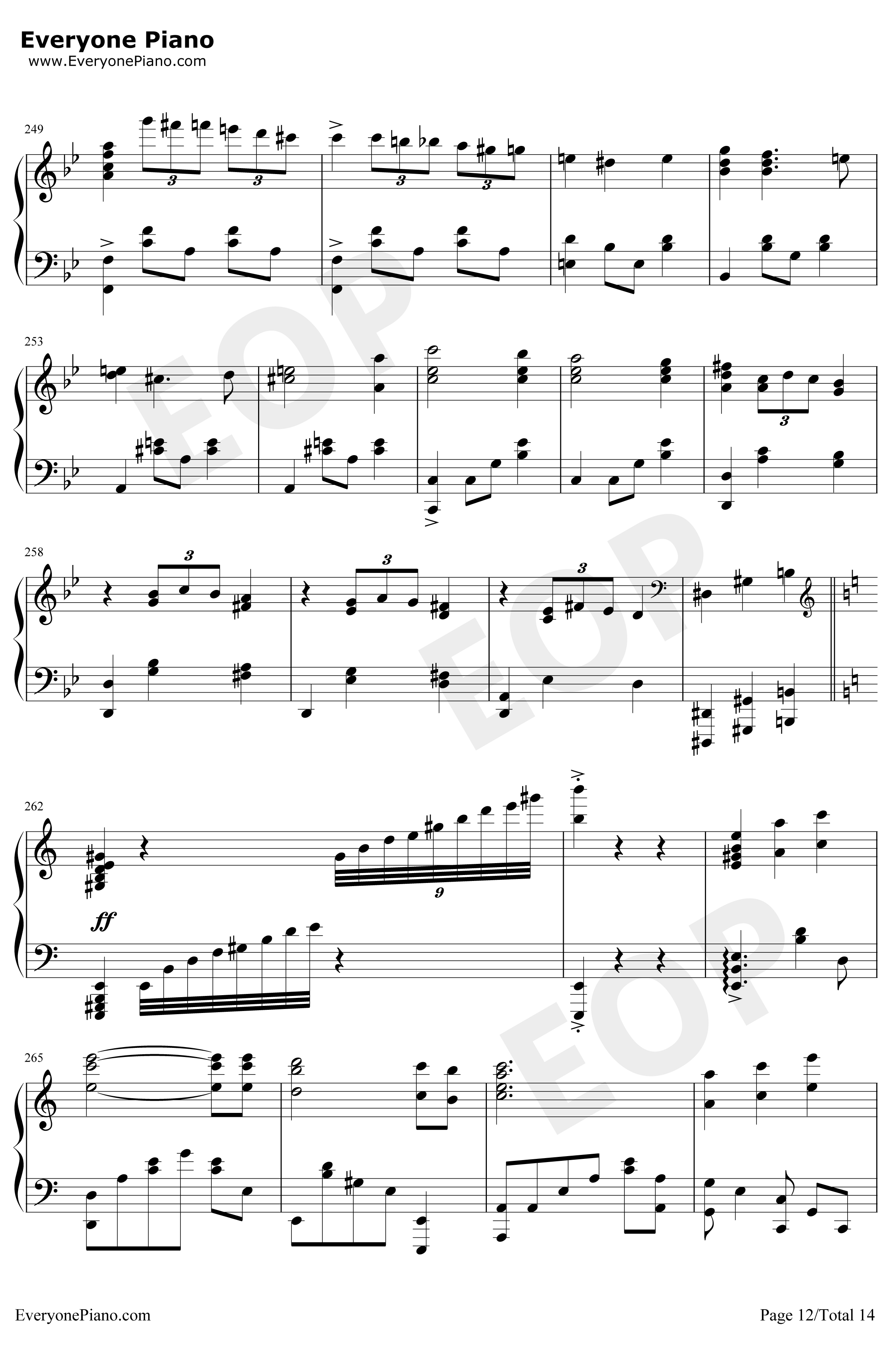 世界の約束钢琴谱-倍赏千惠子-哈尔的移动城堡主题曲12