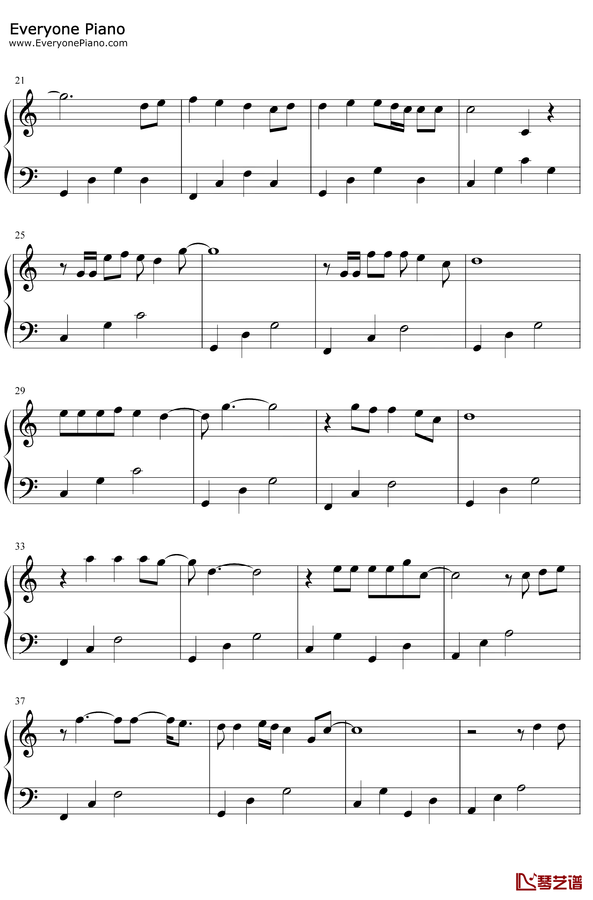 Wonderful Tonight钢琴谱-EricClapton-C调简单版-迷人之夜2