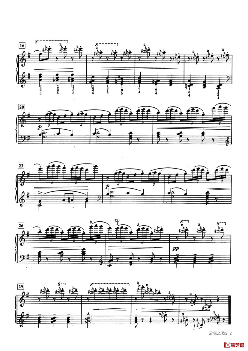 云雀之歌钢琴谱-柴可夫斯基-柴科夫斯基最细腻的钢琴作品之一2