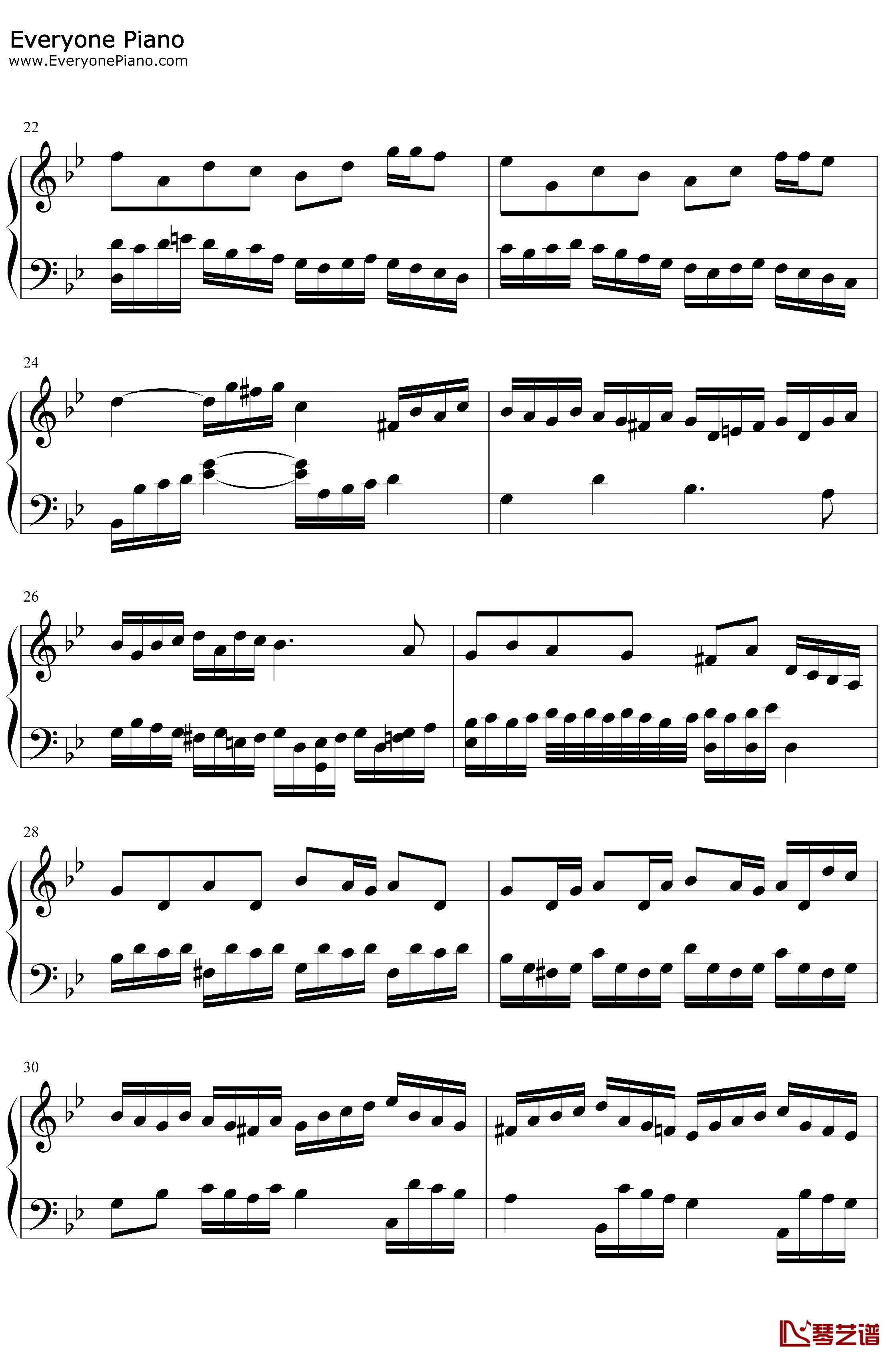 巴赫の赋格作品第578首钢琴谱-巴赫-巴赫の赋格作品第578首3