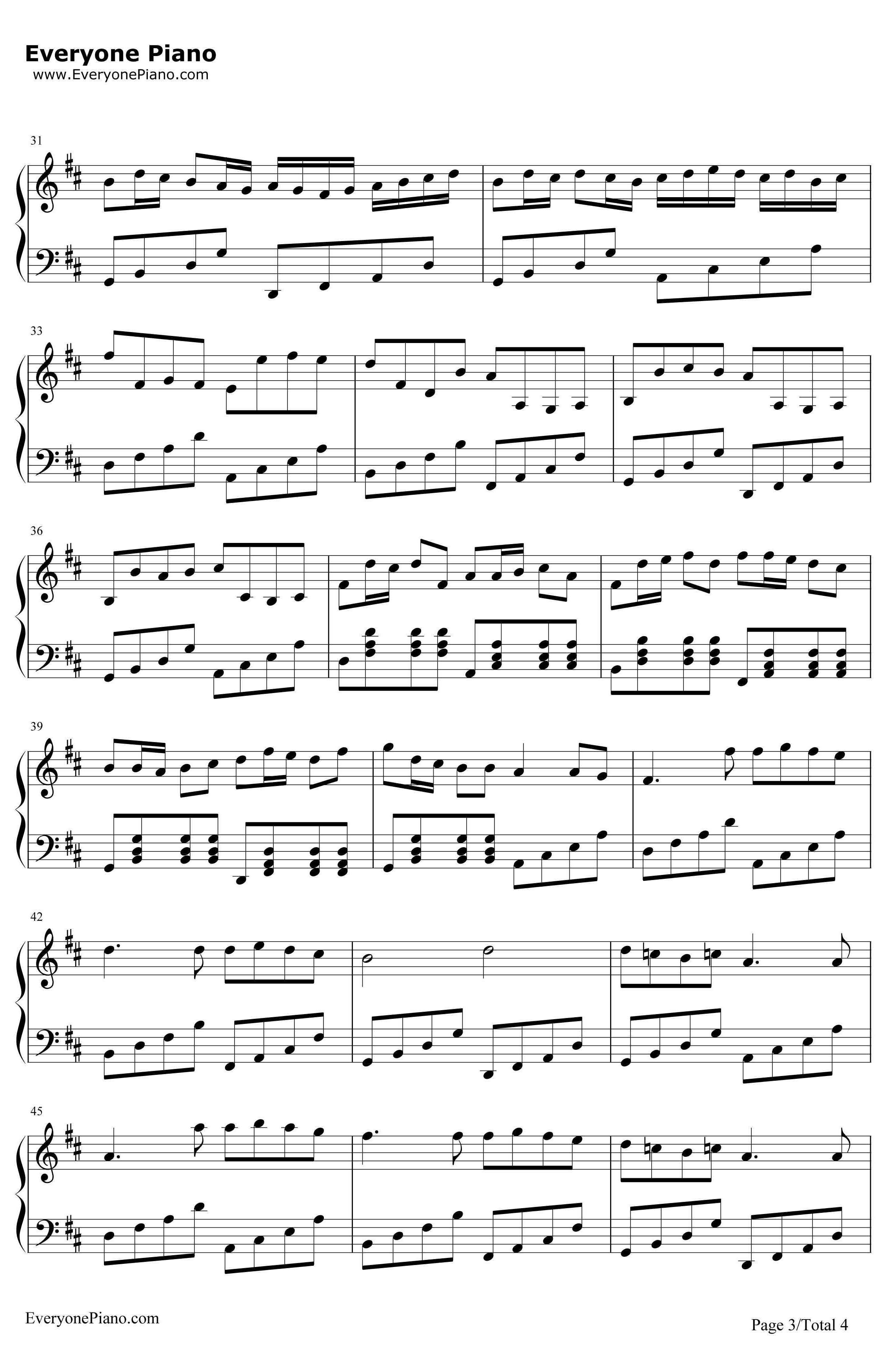 卡农简单好听版钢琴谱-帕海贝尔3