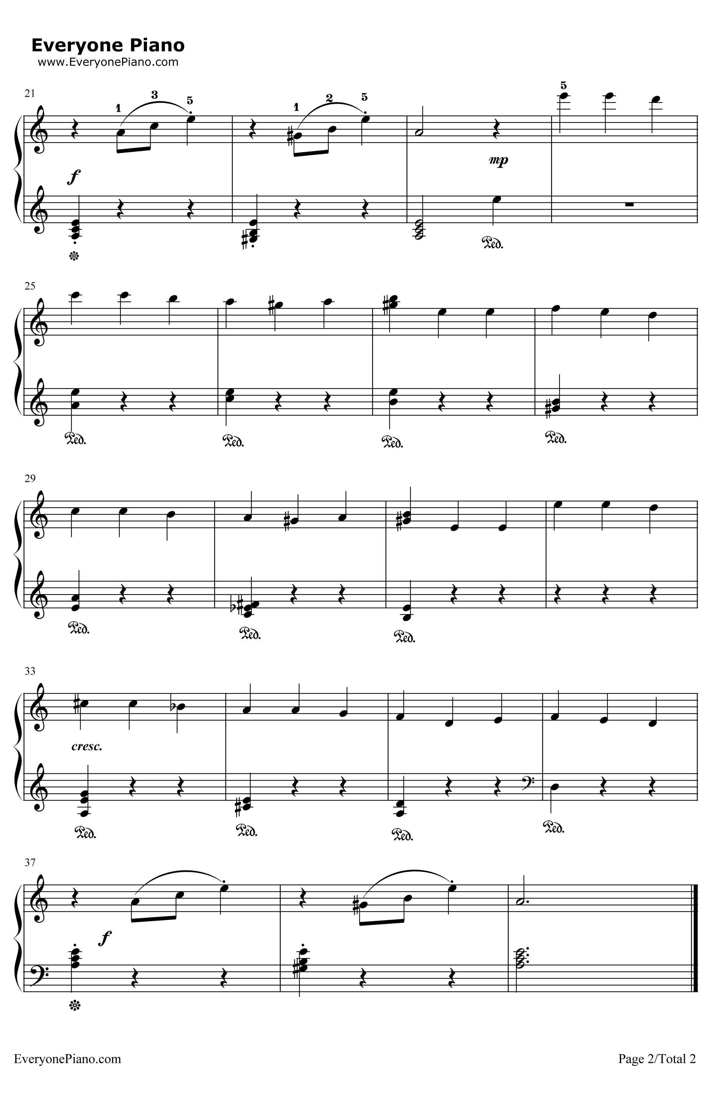 钟简化版钢琴谱-李斯特-Lacampanella2