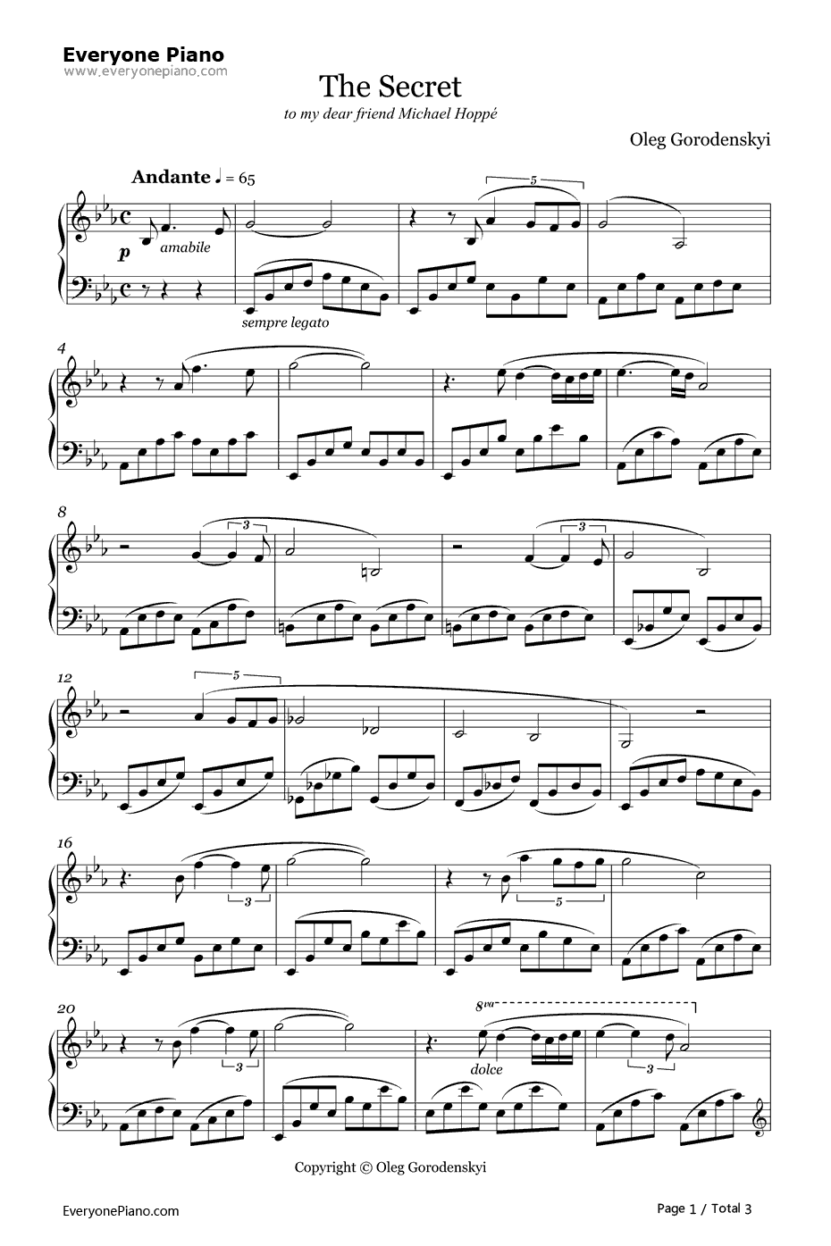 The Secret钢琴谱-OlegGorodenskyi1