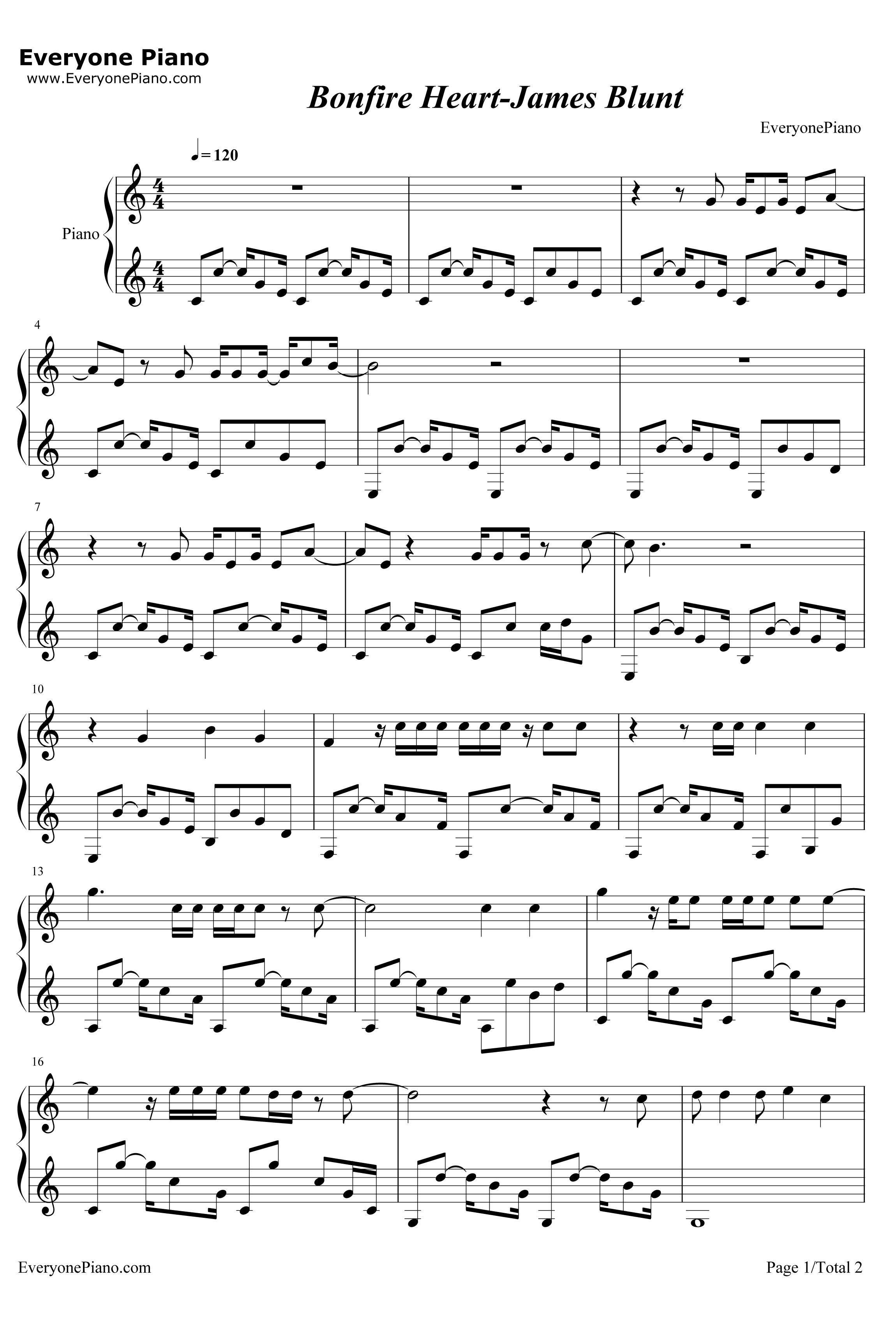 Bonfire Heart钢琴谱-JamesBlunt詹姆斯·布朗特-JamesBlunt1