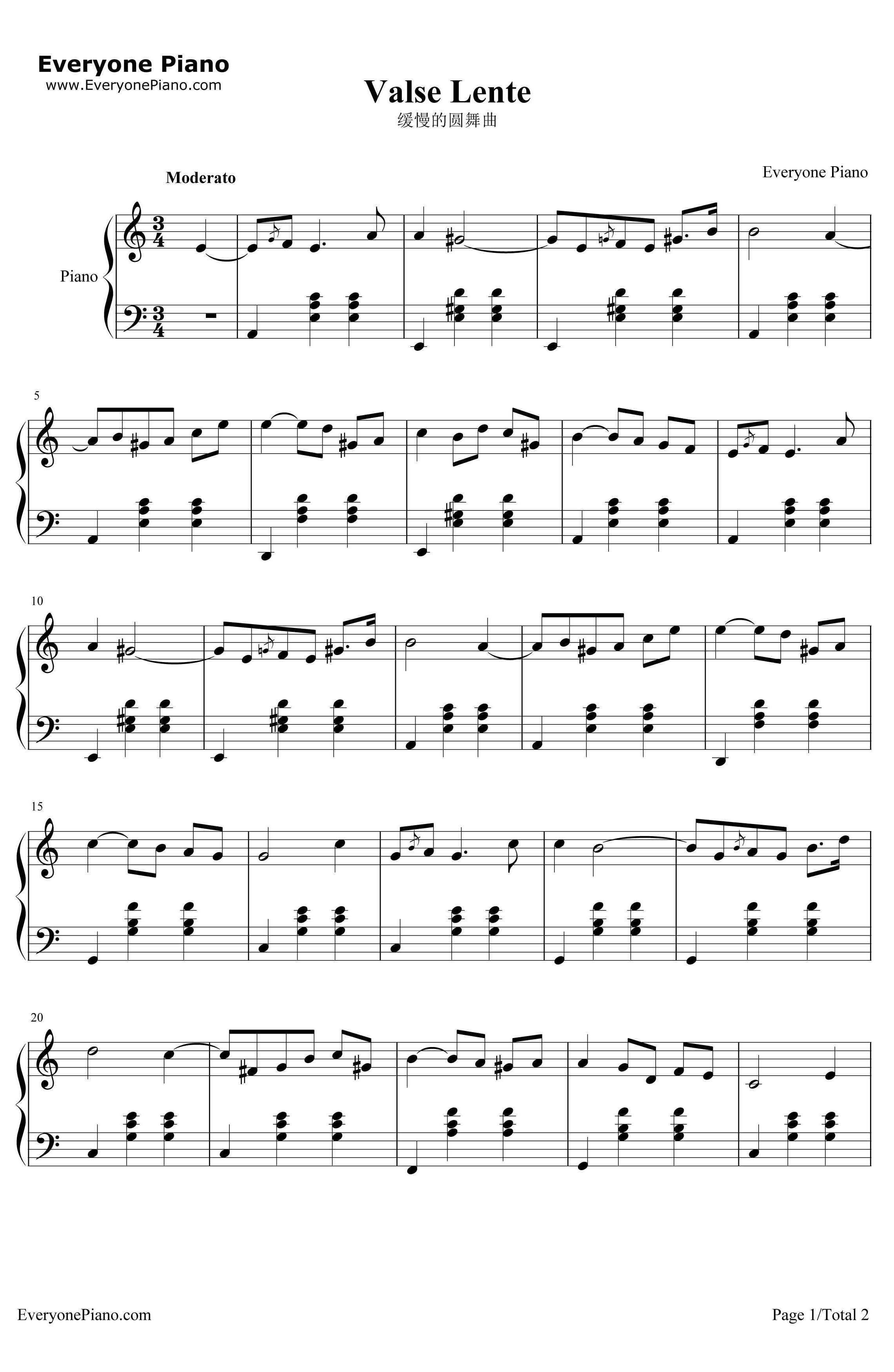 缓慢的圆舞曲钢琴谱-X.沙尔文卡1