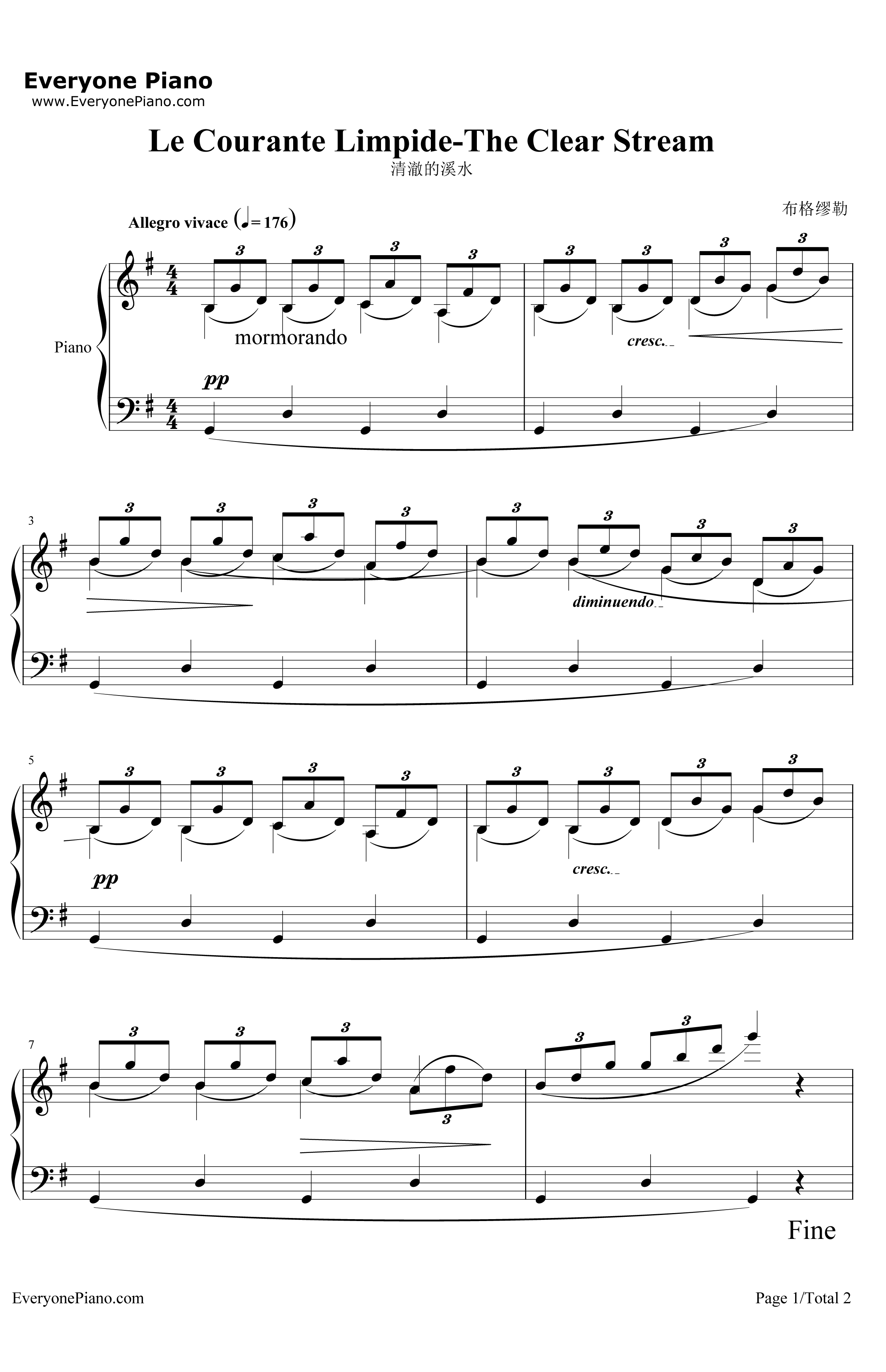 清澈的溪水钢琴谱-布格缪勒1