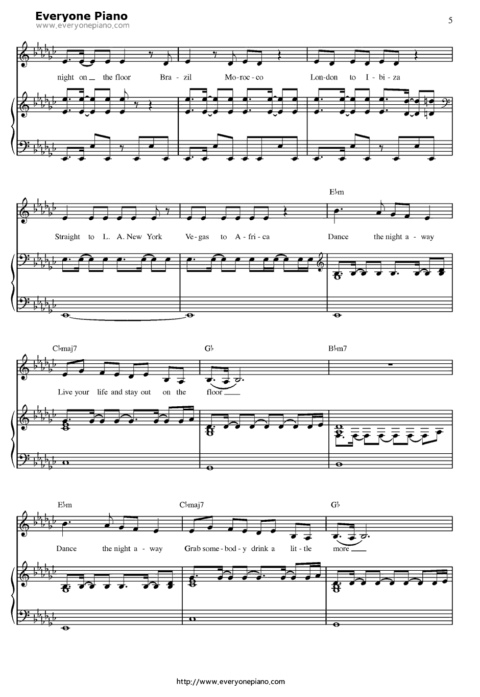On The Floor钢琴谱-JenniferLopez詹妮弗·洛佩兹5