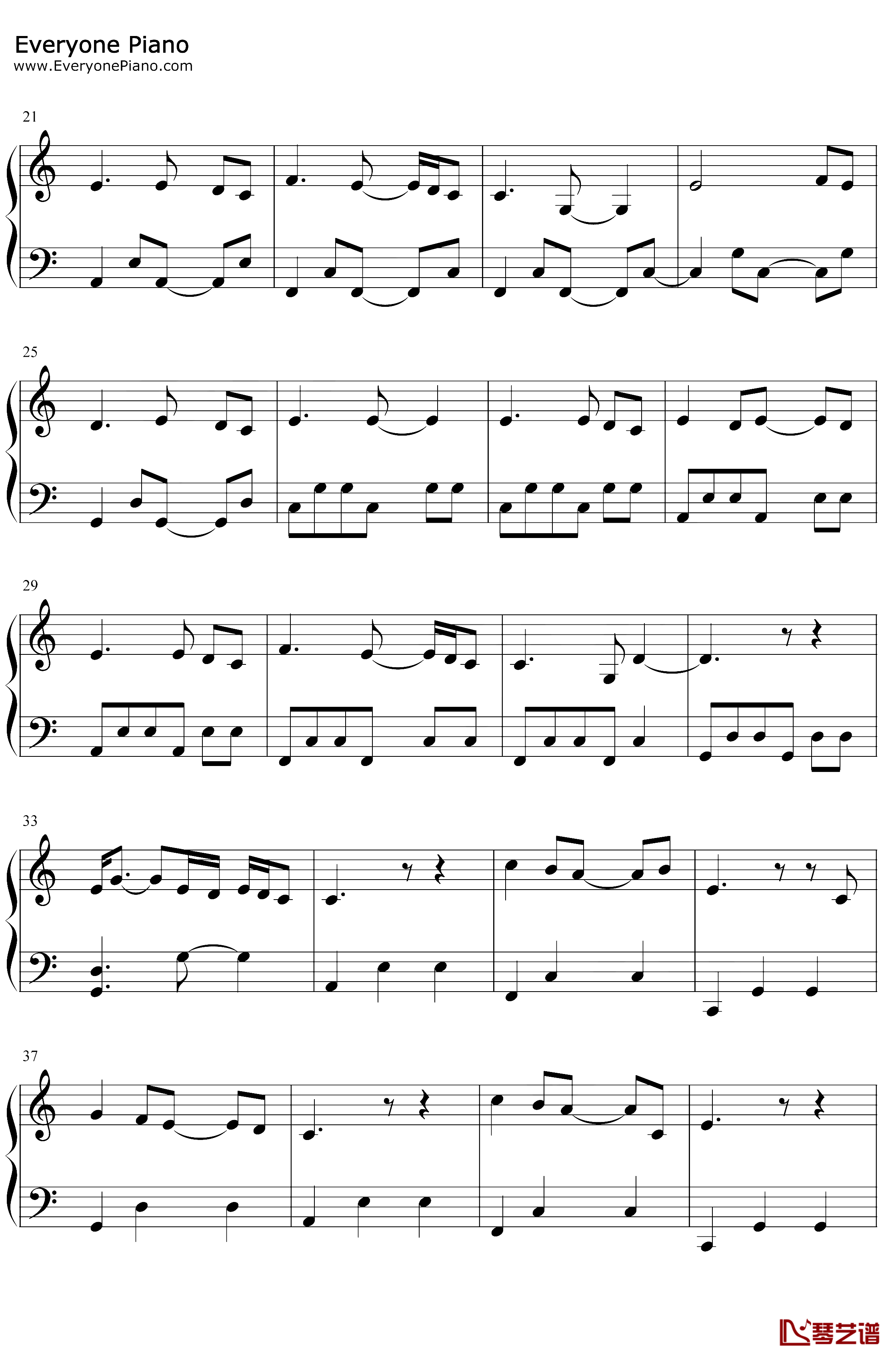 Perfect钢琴谱-EdSheeran-C调简单版2