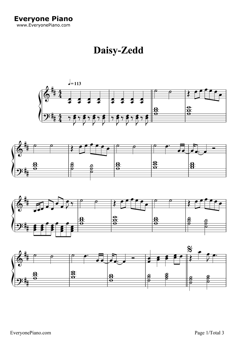 Daisy钢琴谱-Zedd1