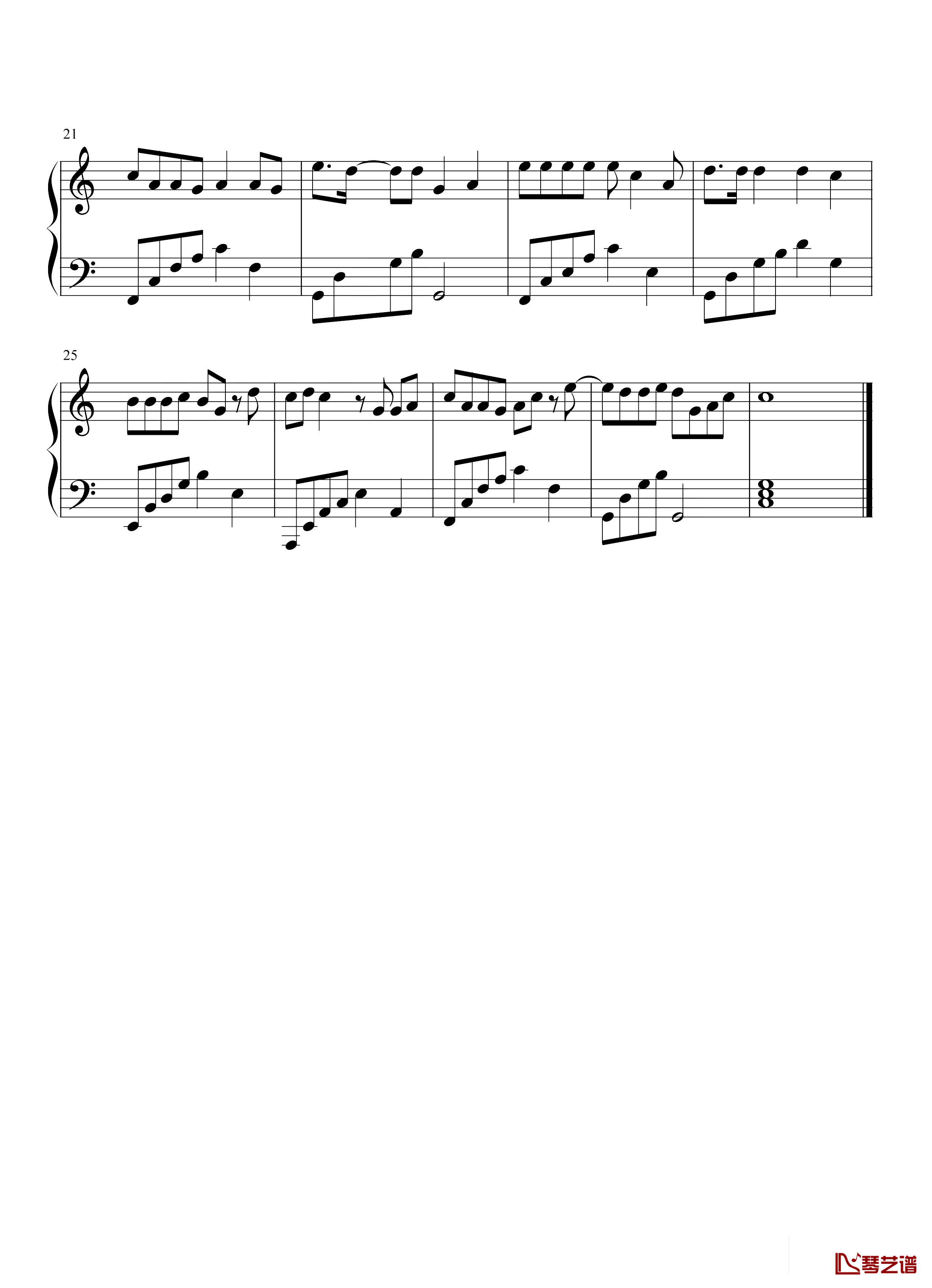 没有什么不同钢琴谱-曲婉婷-C调简单版2