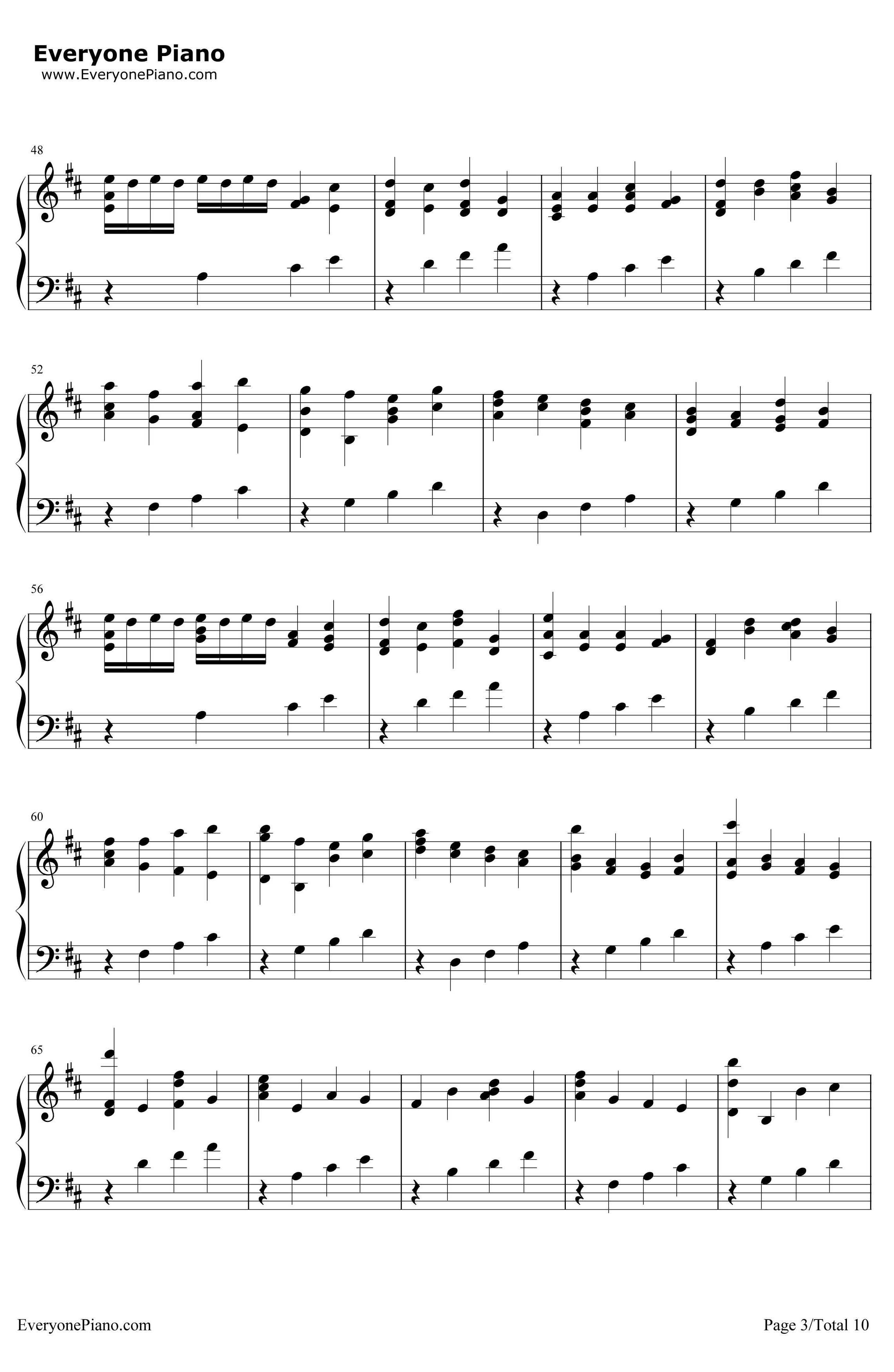 D大调卡农原版钢琴谱-约翰·帕赫贝尔3
