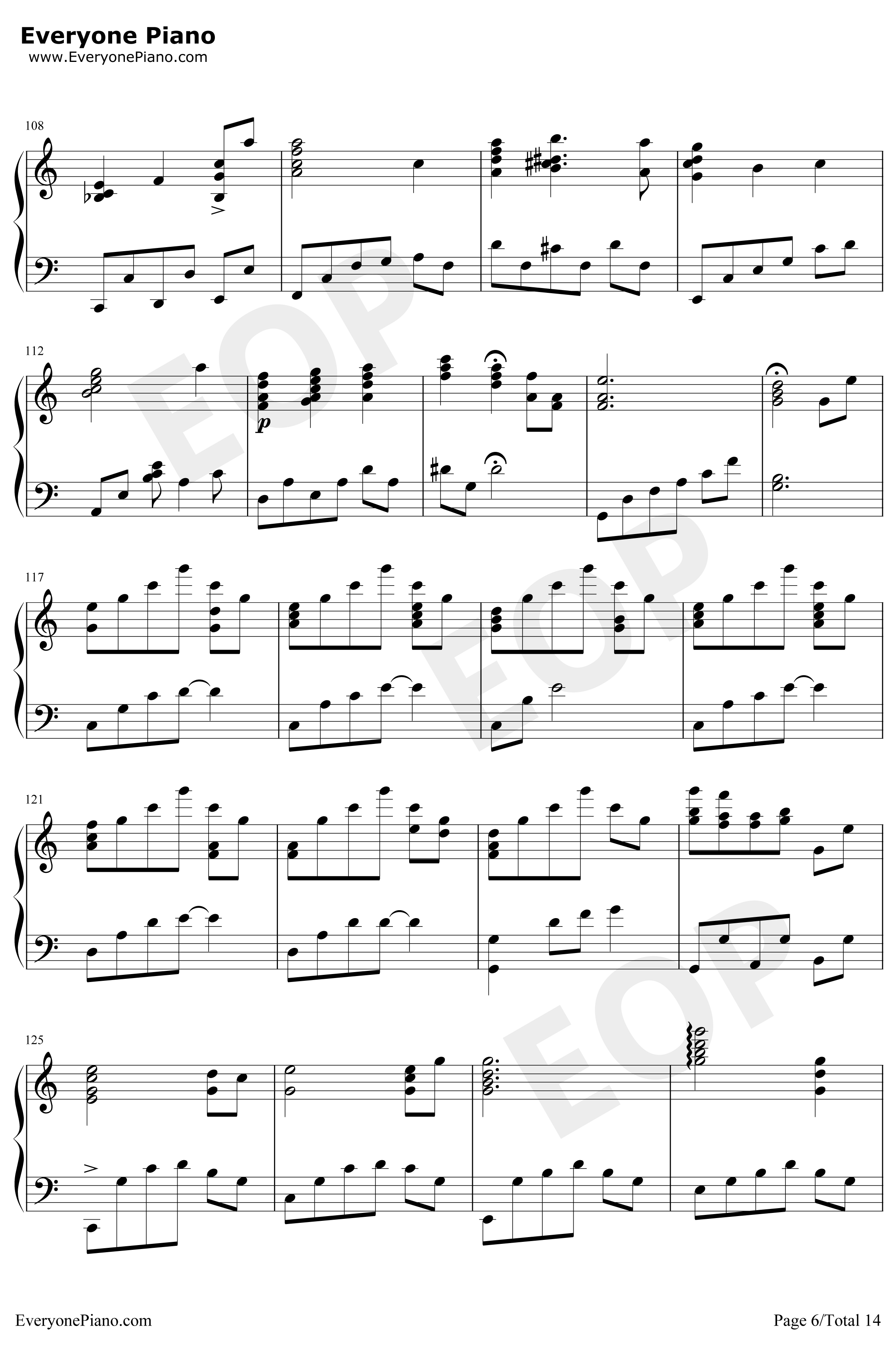 世界の約束钢琴谱-倍赏千惠子-哈尔的移动城堡主题曲6