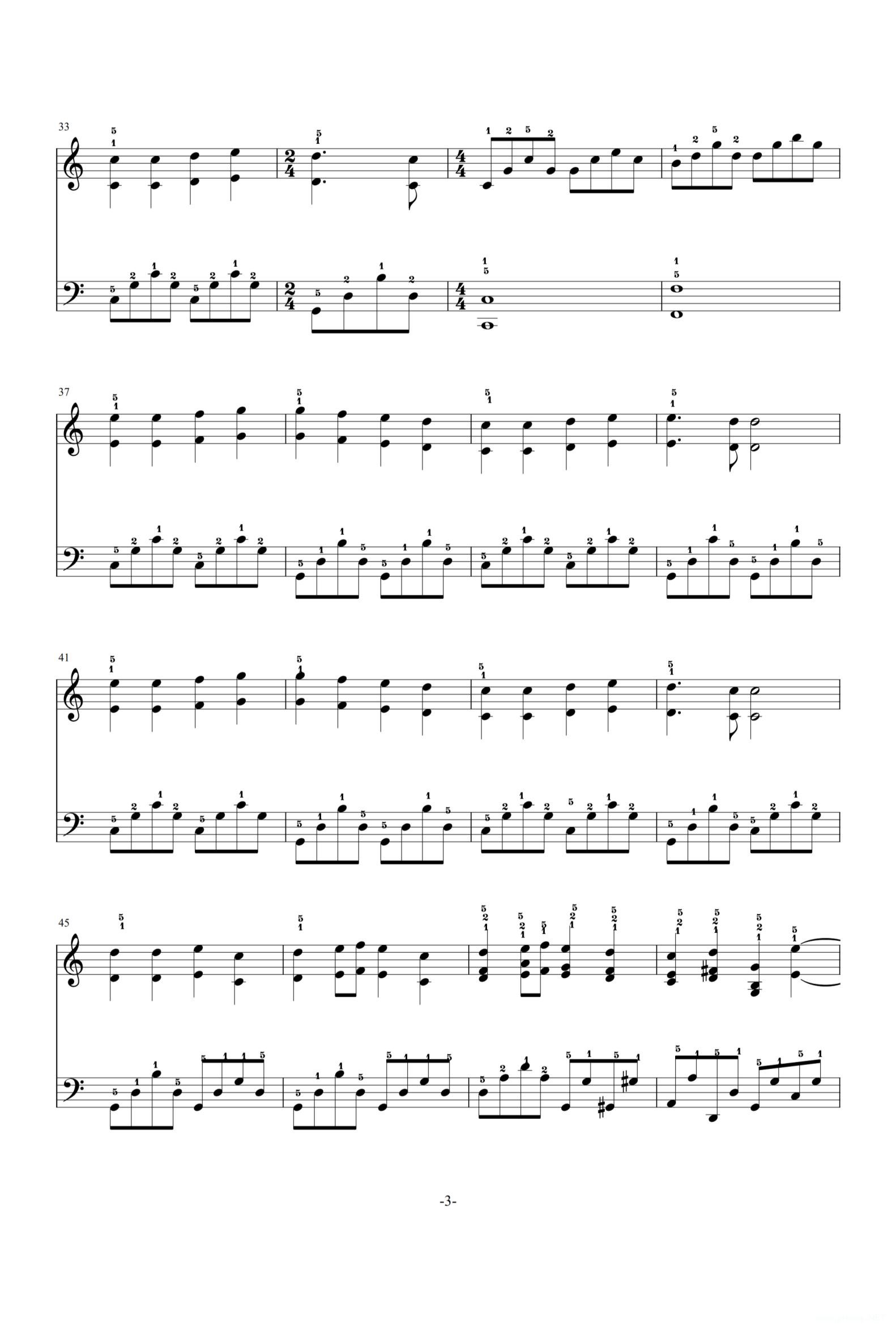 贝多芬《欢乐颂》钢琴谱3