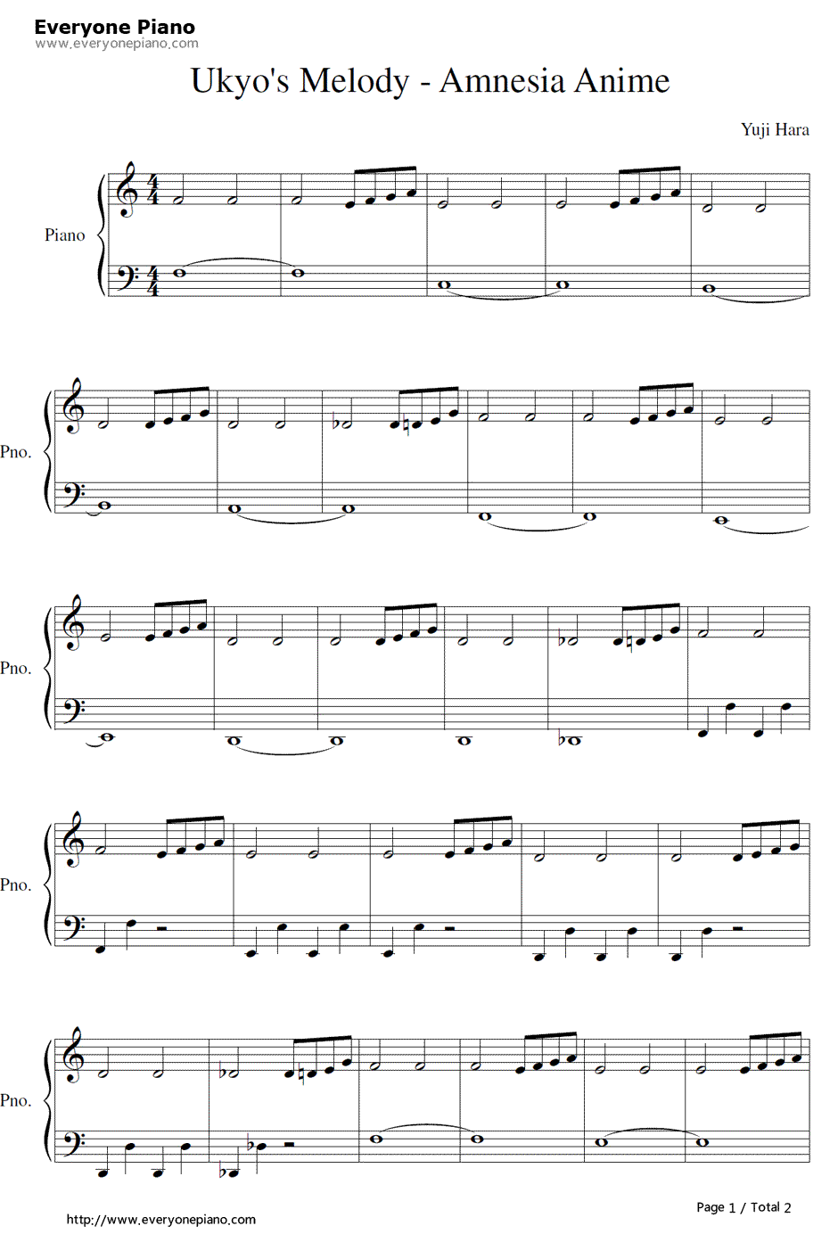 Ukyo's Melody钢琴谱-Yuji Hara1