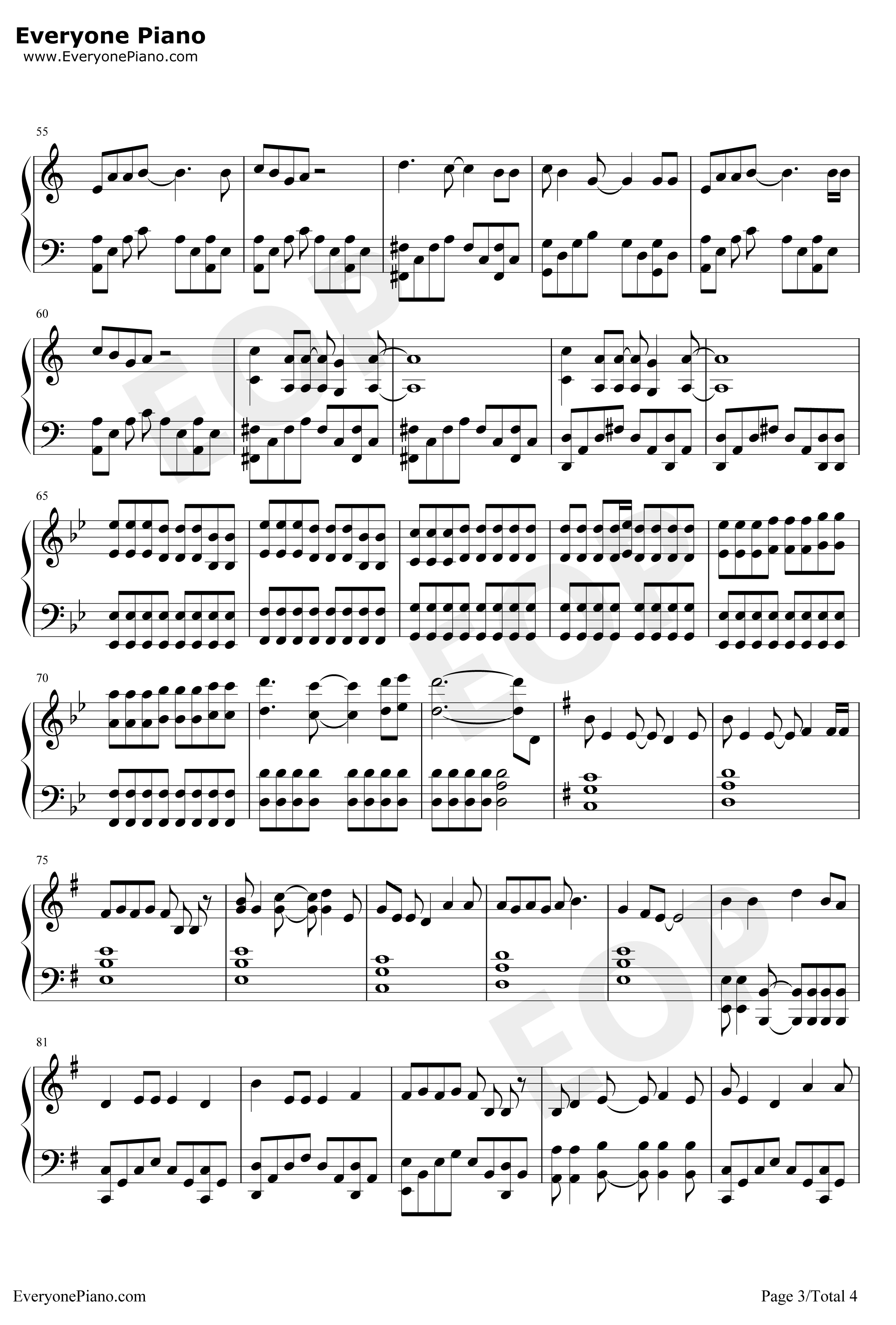 Again钢琴谱-YUI-《钢之炼金术师FULLMETALALCHEMIST》OP13