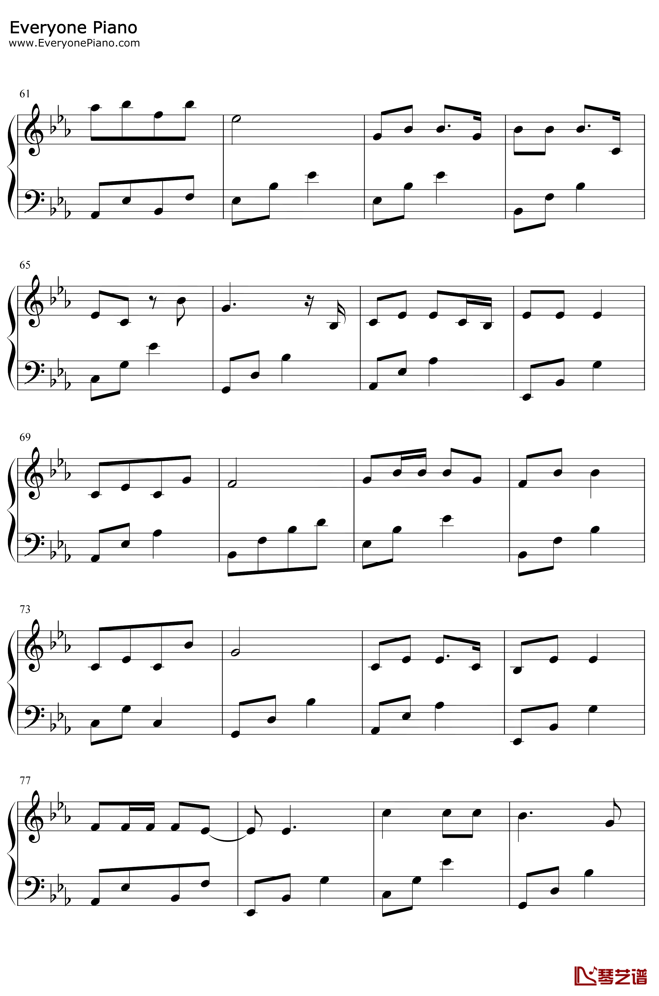 桥边姑娘钢琴谱-海伦-简单版4