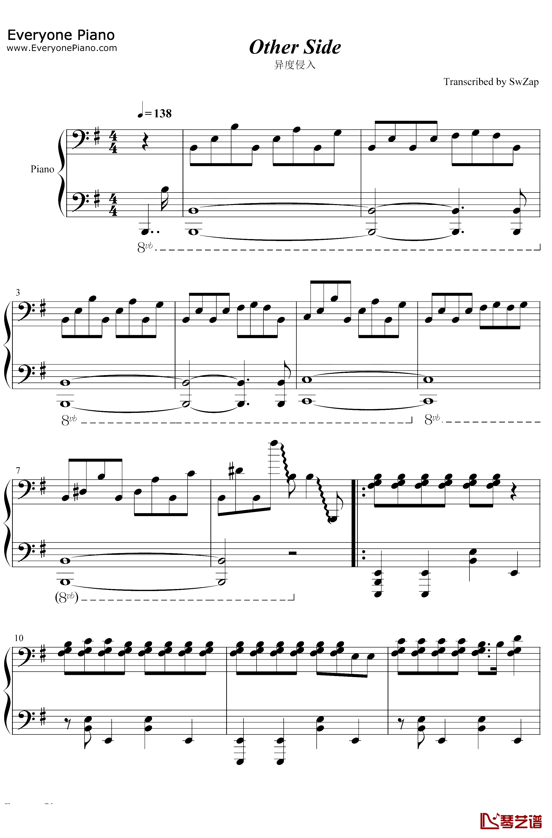 Other Side钢琴谱-MIYAVI-异度侵入-IDINVADEDED1