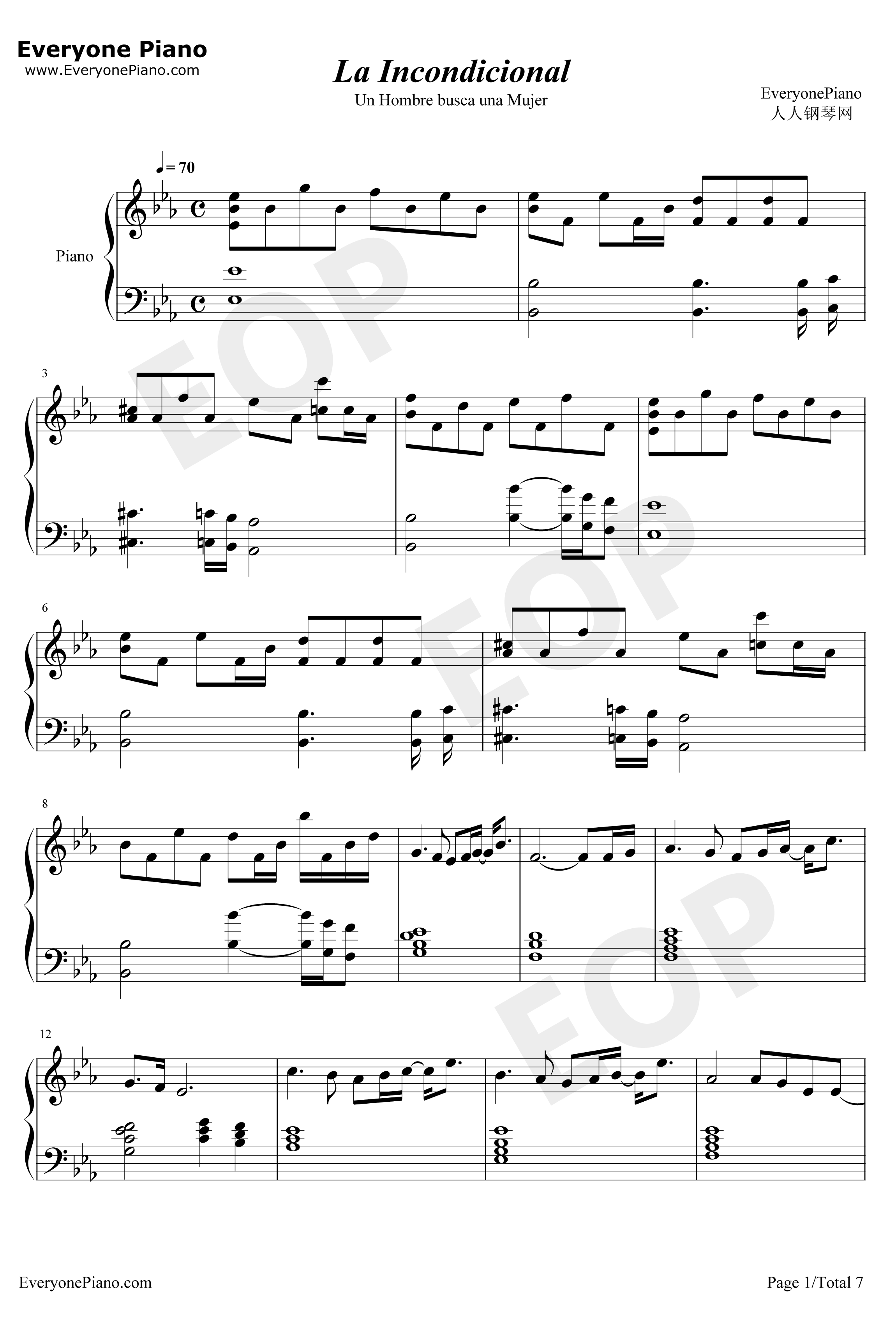 La Incondicional钢琴谱-LuisMiguel1