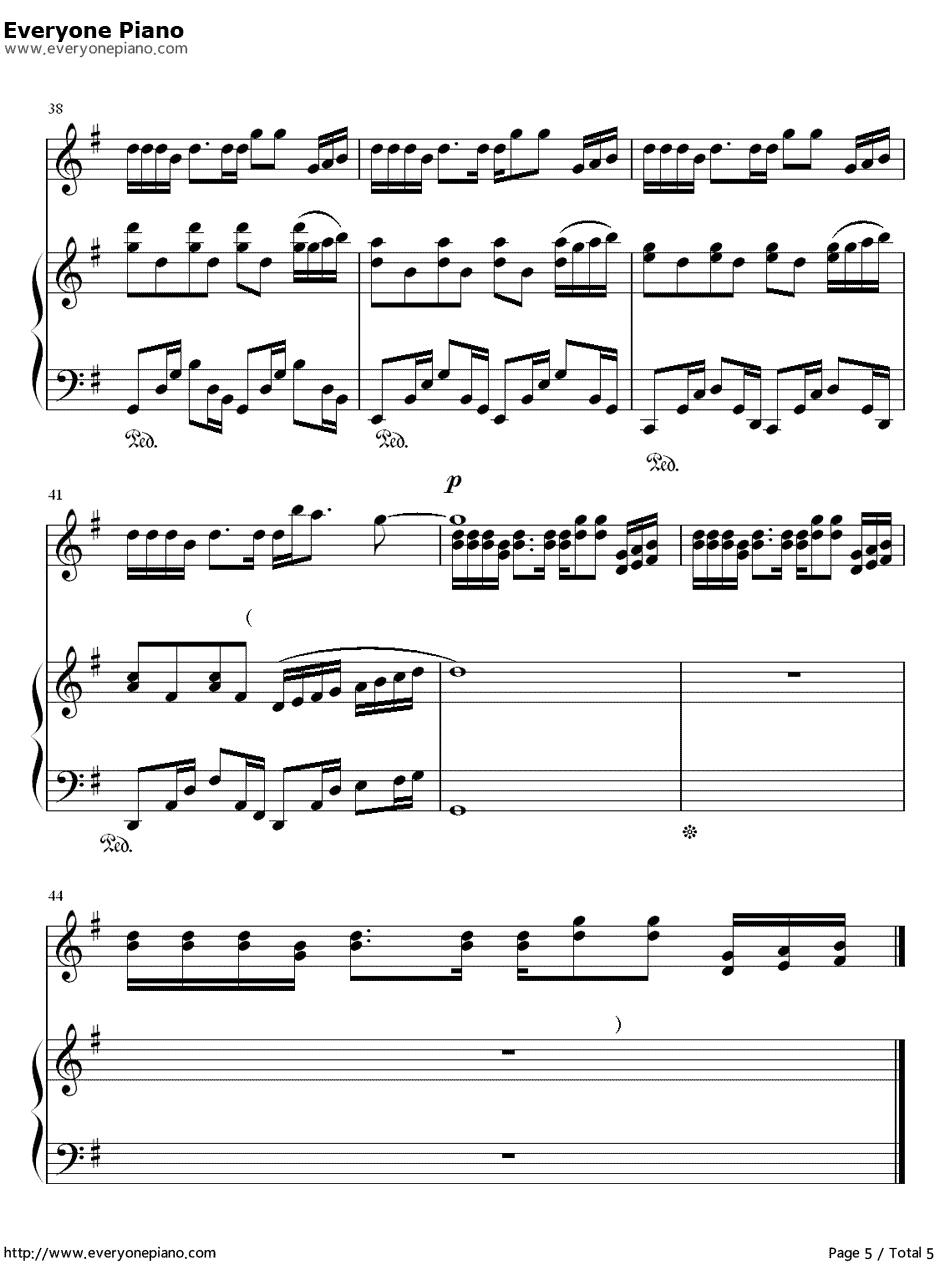 可爱女人钢琴谱-周杰伦-独奏版5