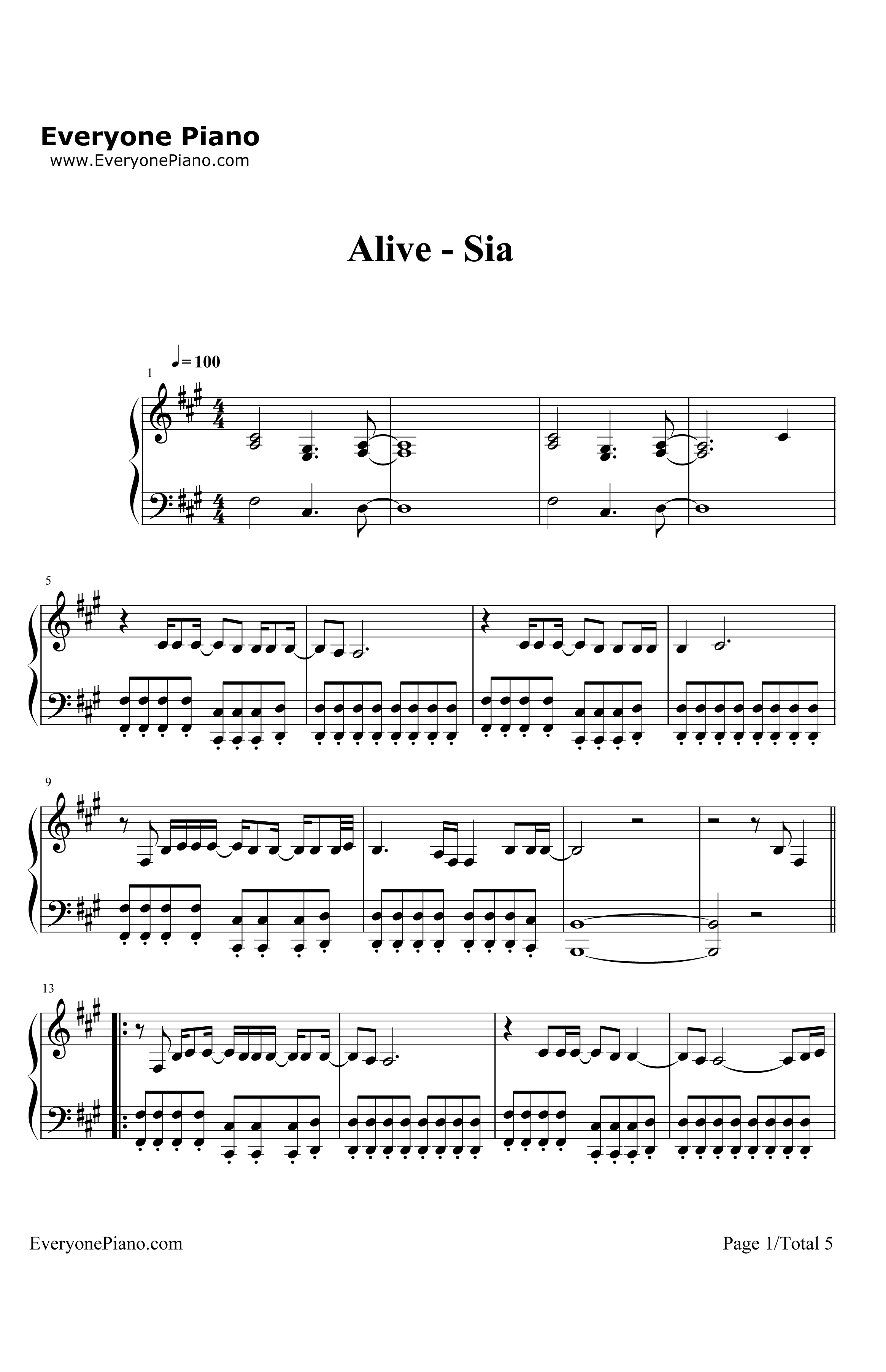 Alive钢琴谱-Sia1