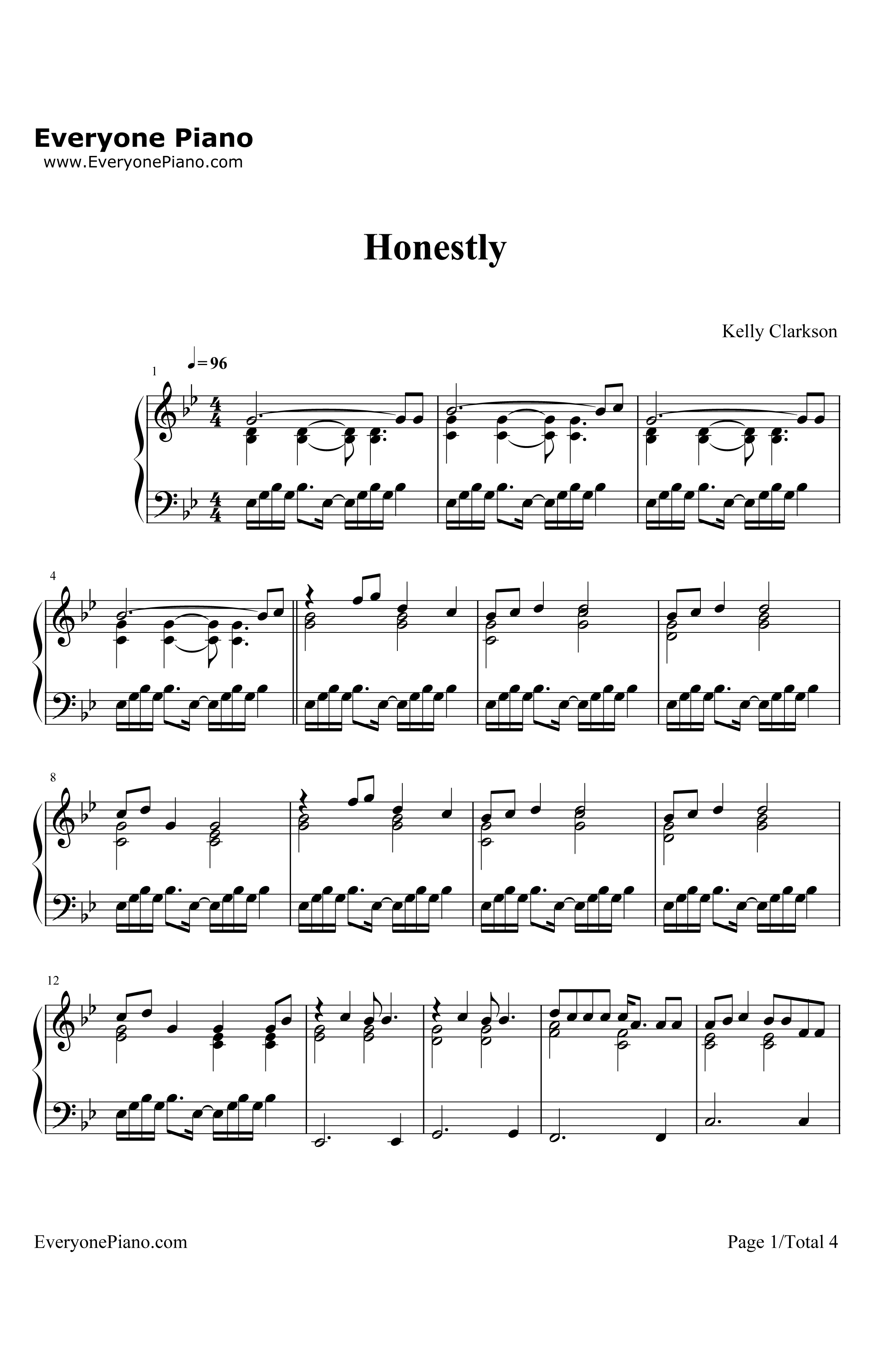 Honestly钢琴谱-KellyClarkson1