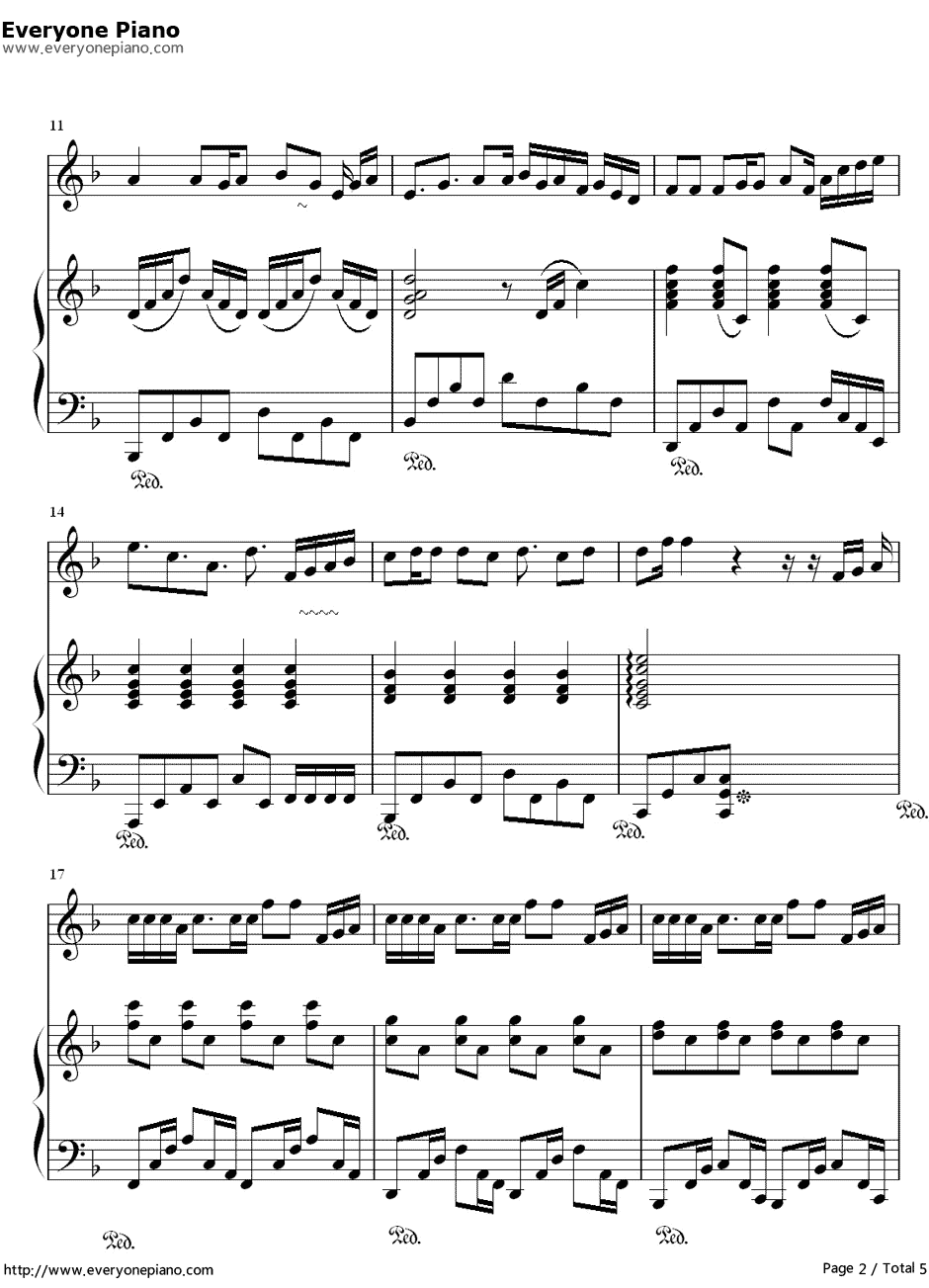可爱女人钢琴谱-周杰伦-独奏版2