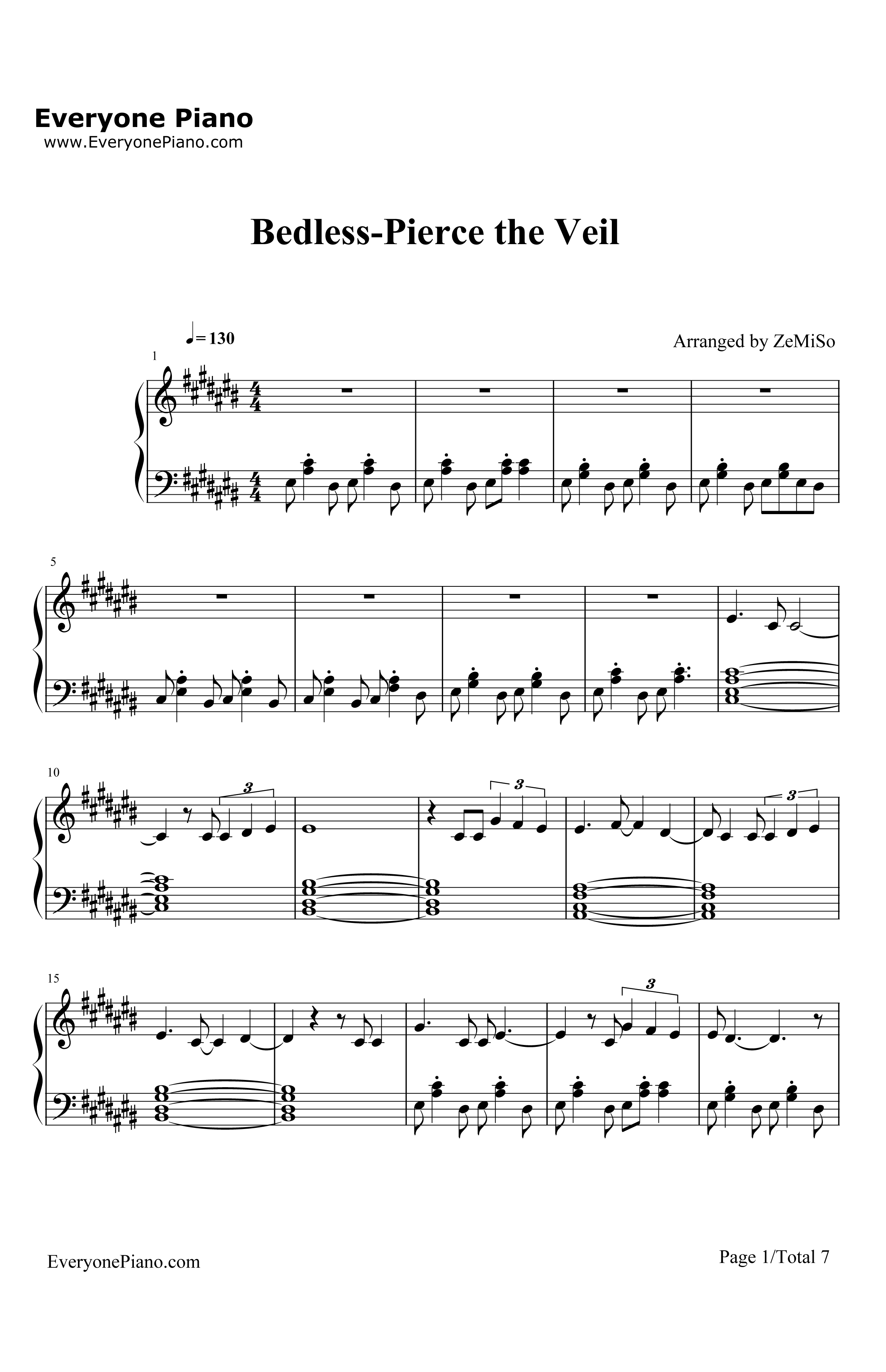 Bedless钢琴谱-PiercetheVeil1