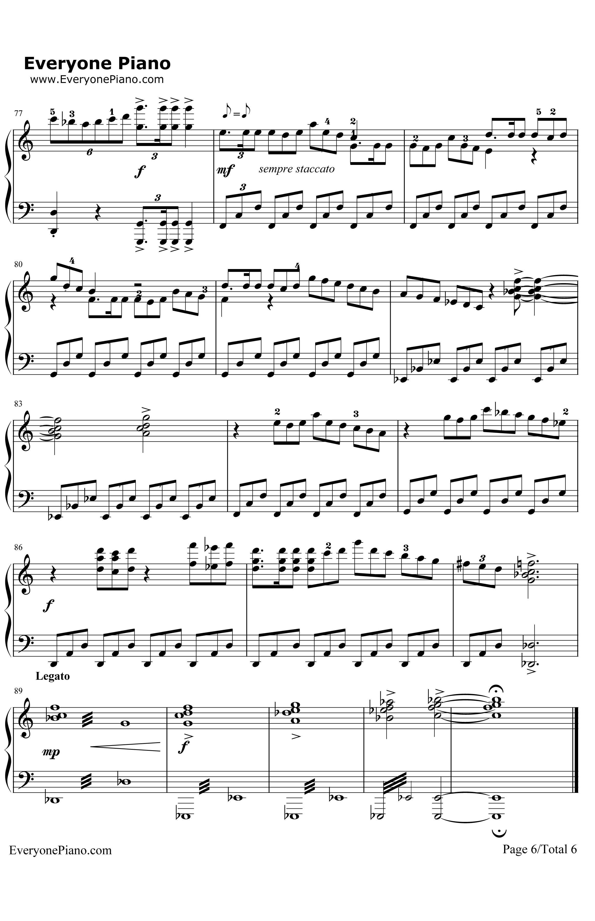 《千与千寻》钢琴谱-久石让宫崎骏-那个夏天（OneSummer'sDay）6