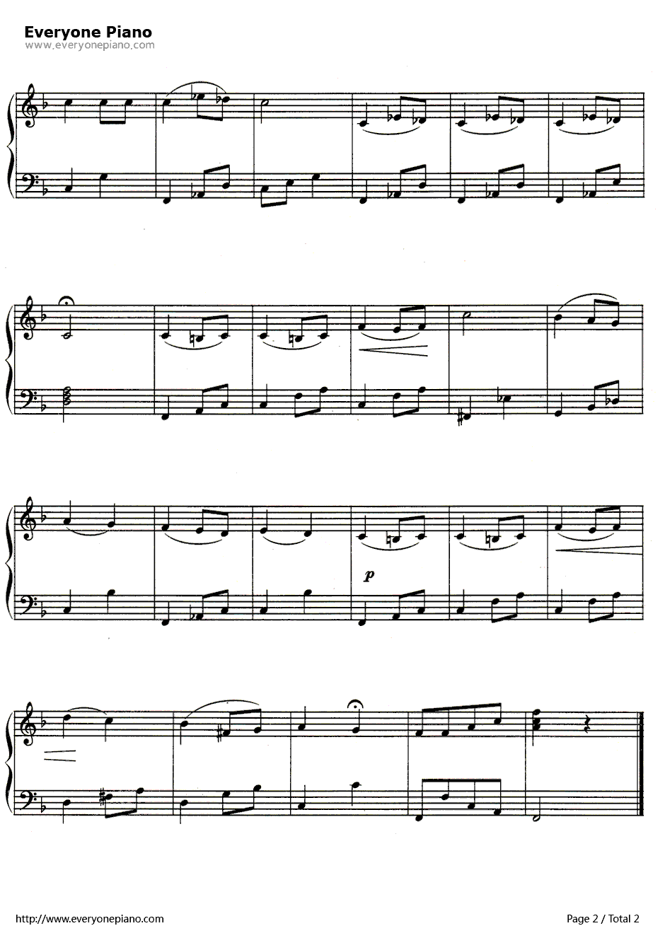 钢琴独奏小品：F大调旋律钢琴谱-安东·鲁宾斯坦2