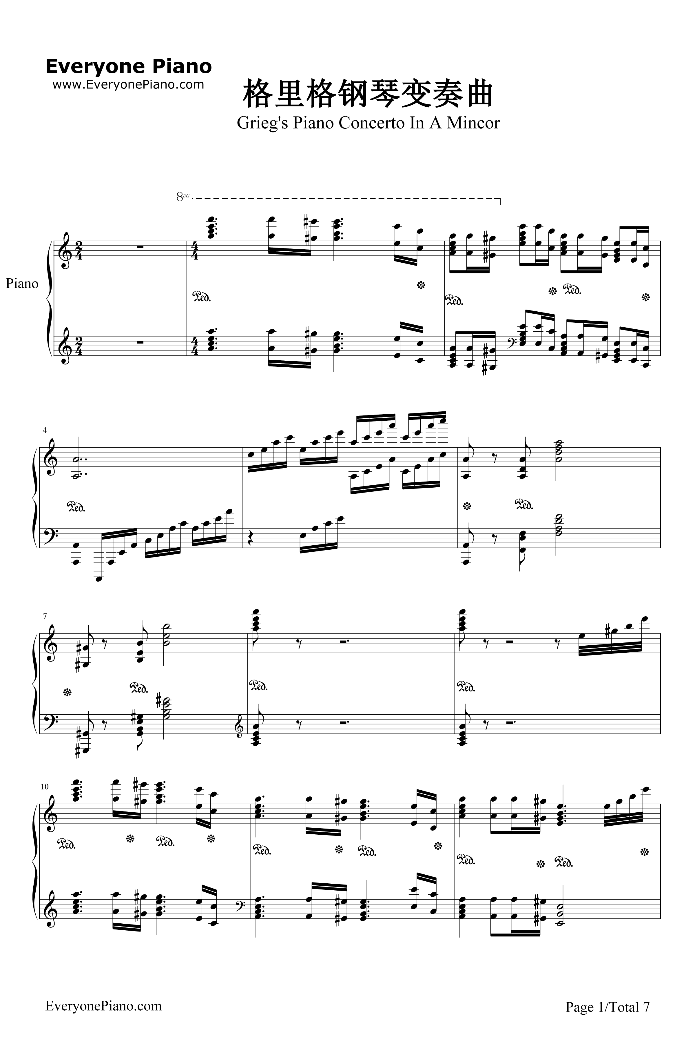 格里格钢琴变奏曲钢琴谱-马克西姆-格里格钢琴变奏曲1