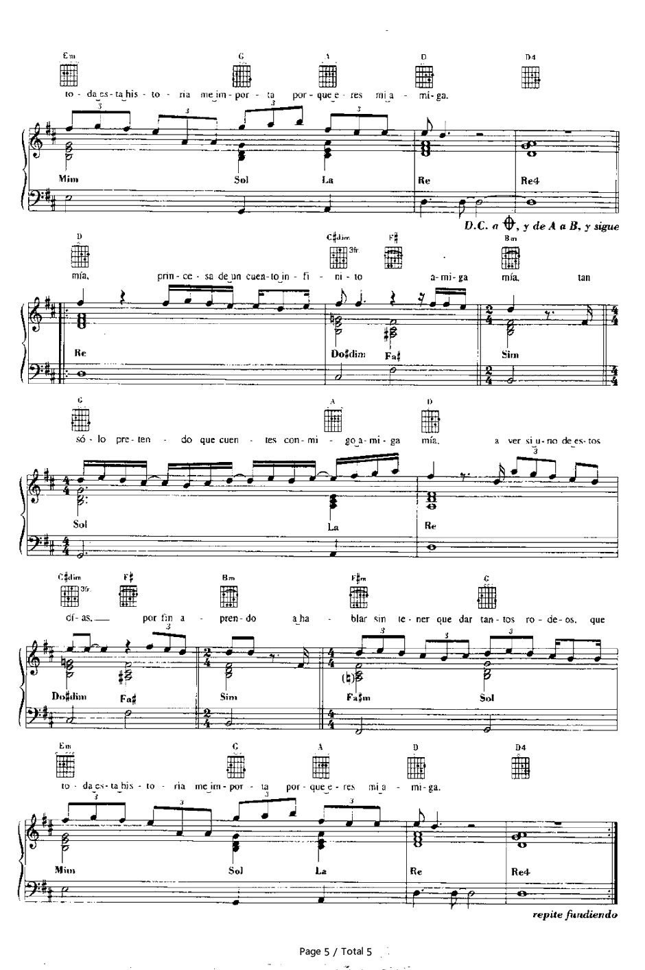 Amiga Mia钢琴谱-Alejandro Sanz5