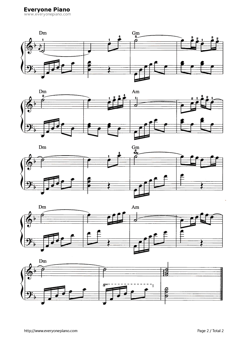 天堂钢琴谱-腾格尔2