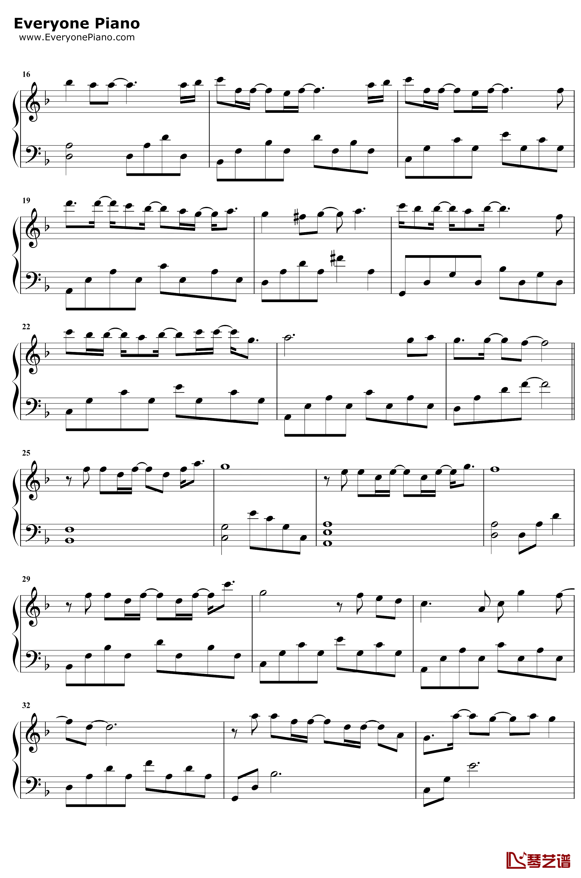 左手的温暖钢琴谱-何弈晨-下一站是幸福热恋主题曲2