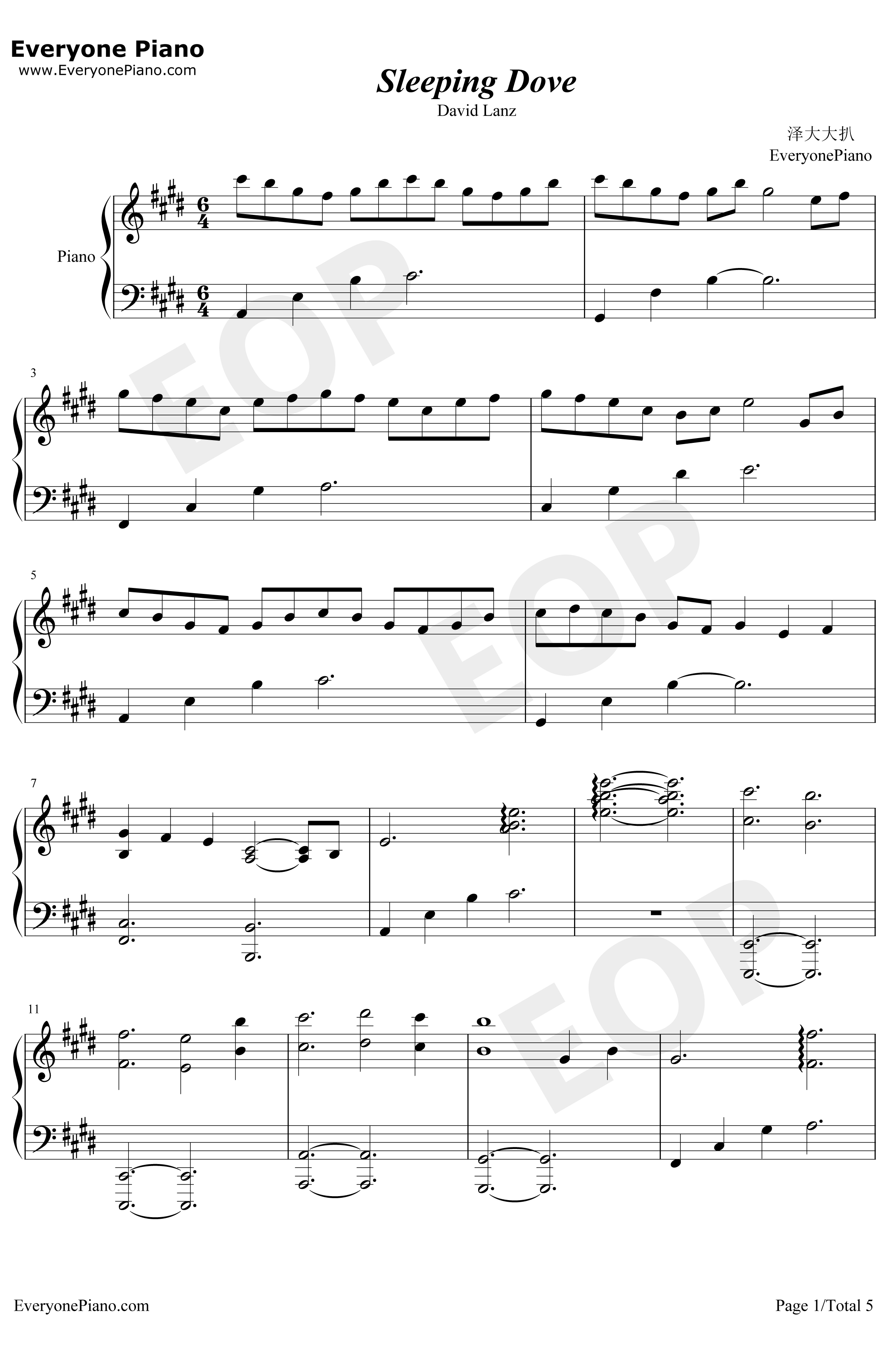 Sleeping Dove钢琴谱-DavidLanz1