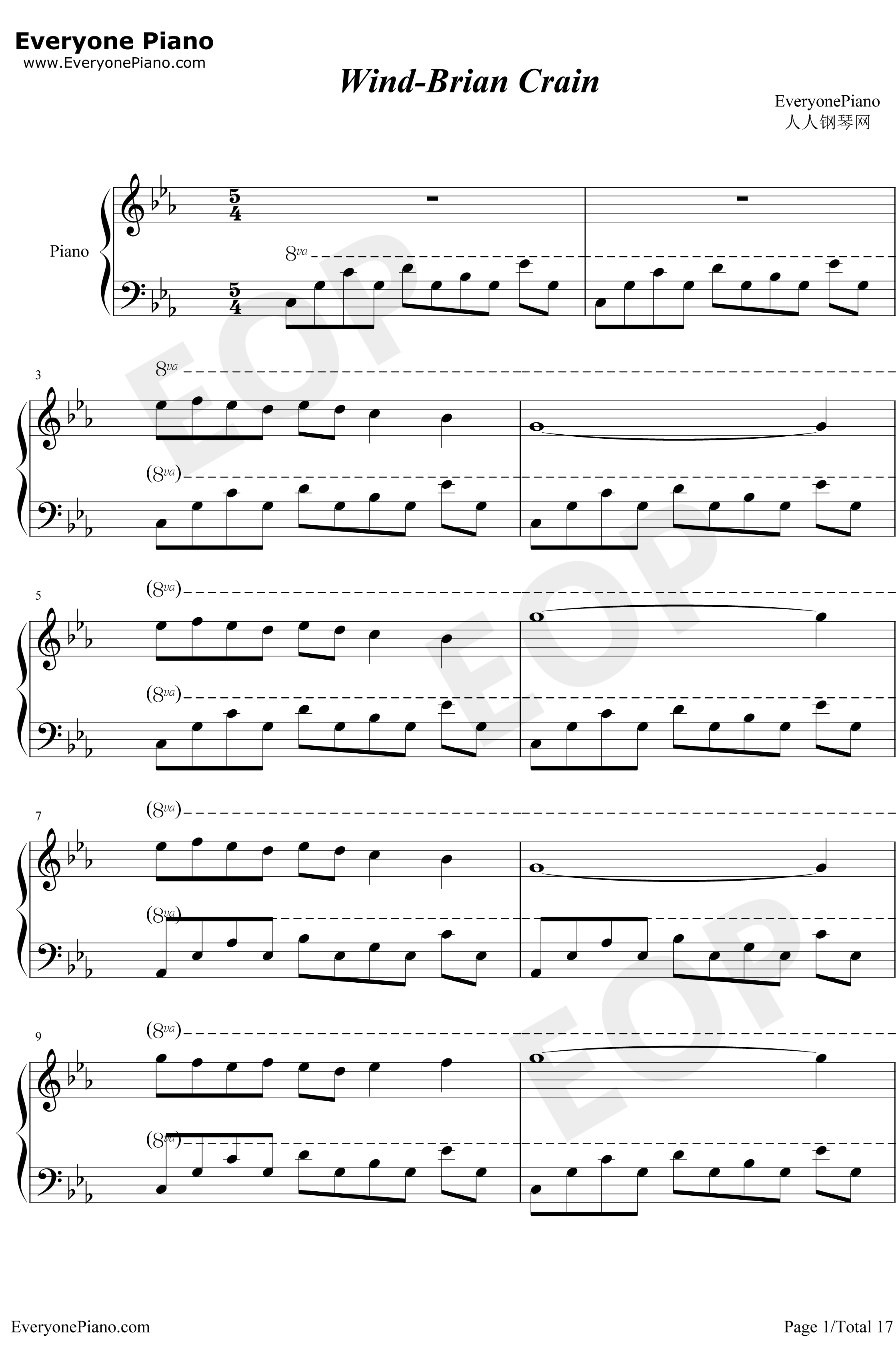 Wind钢琴谱-BrianCrain1