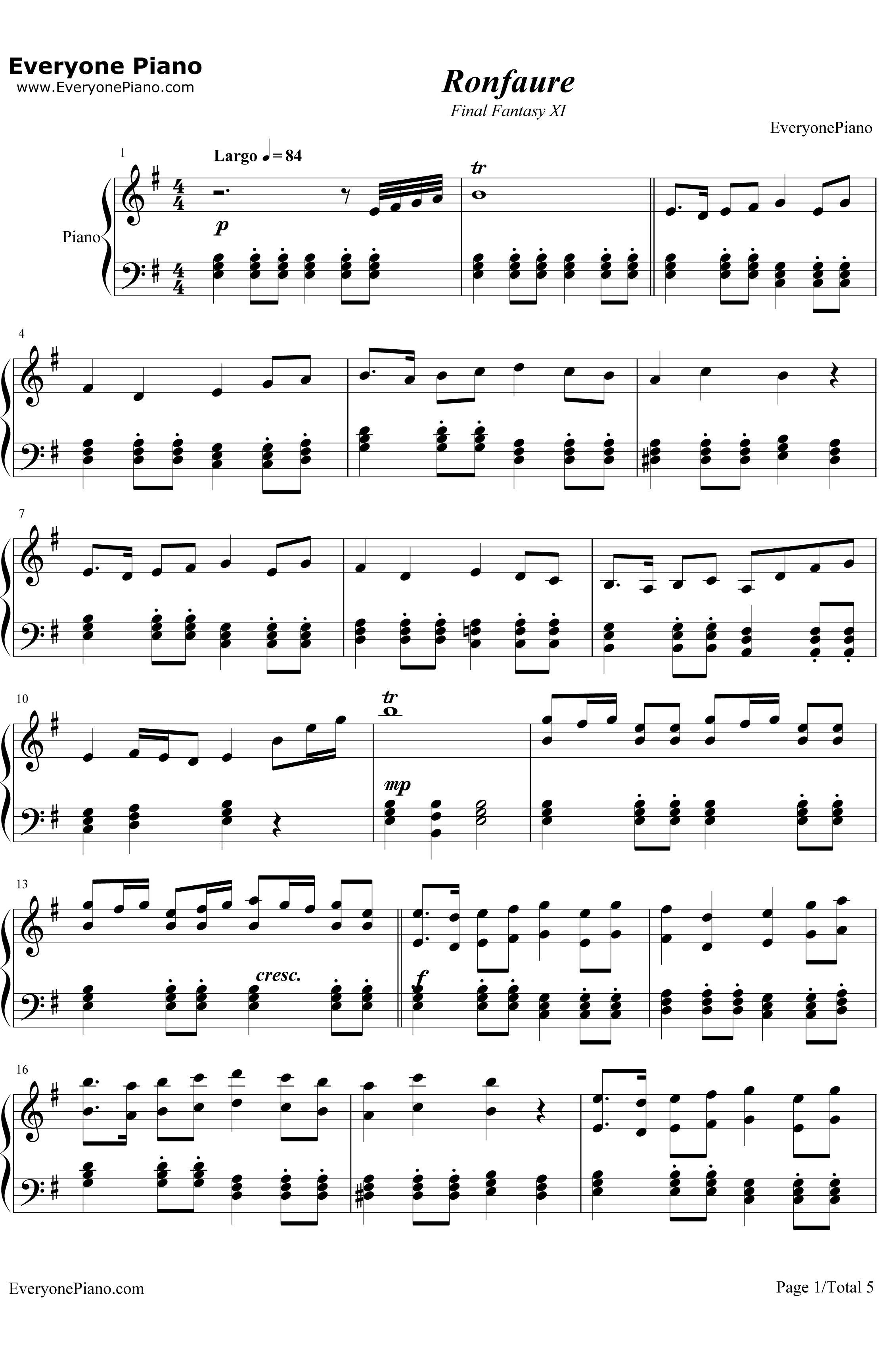 Ronfaure钢琴谱-植松伸夫1