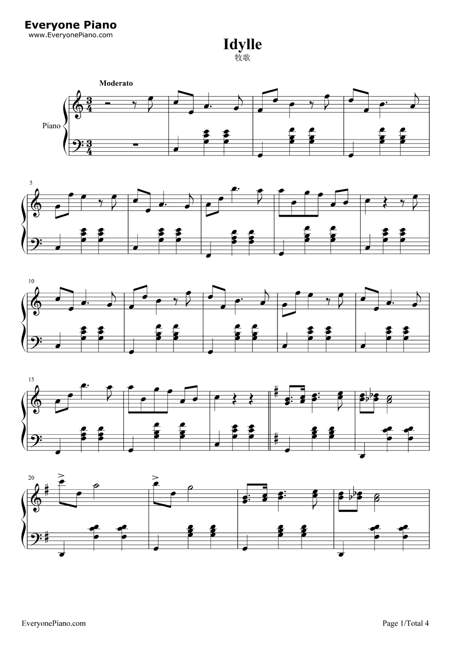 牧歌钢琴谱-卡尔•海因斯1