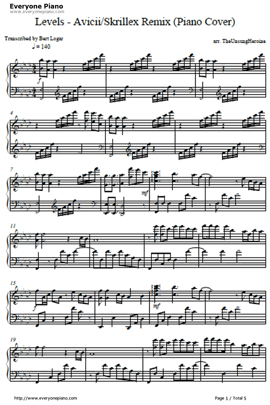 Levels(SkrillexRemix)钢琴谱-Avicii1