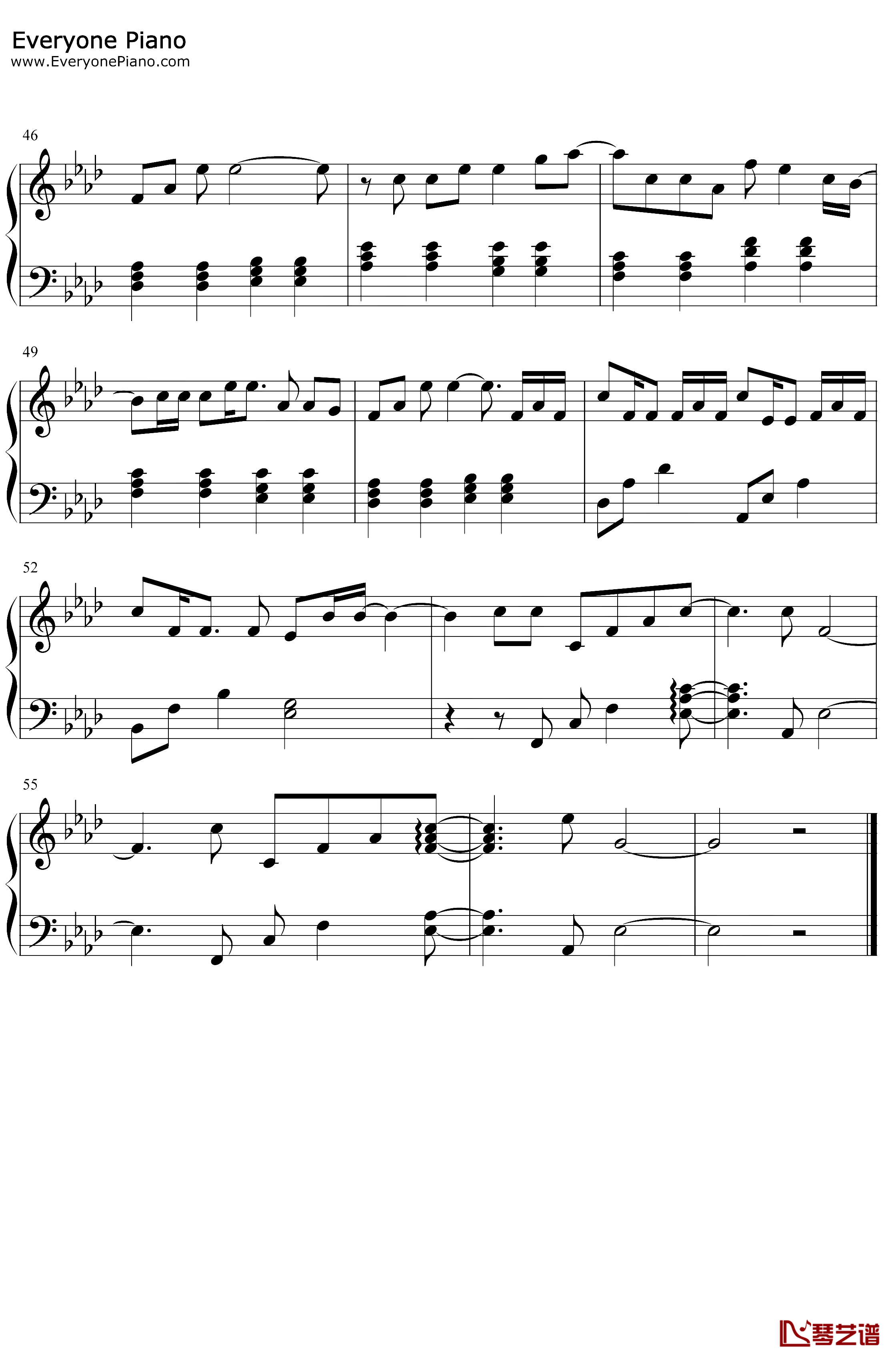 花背后的温柔钢琴谱-官鸿-完美还原版-流星花园插曲4
