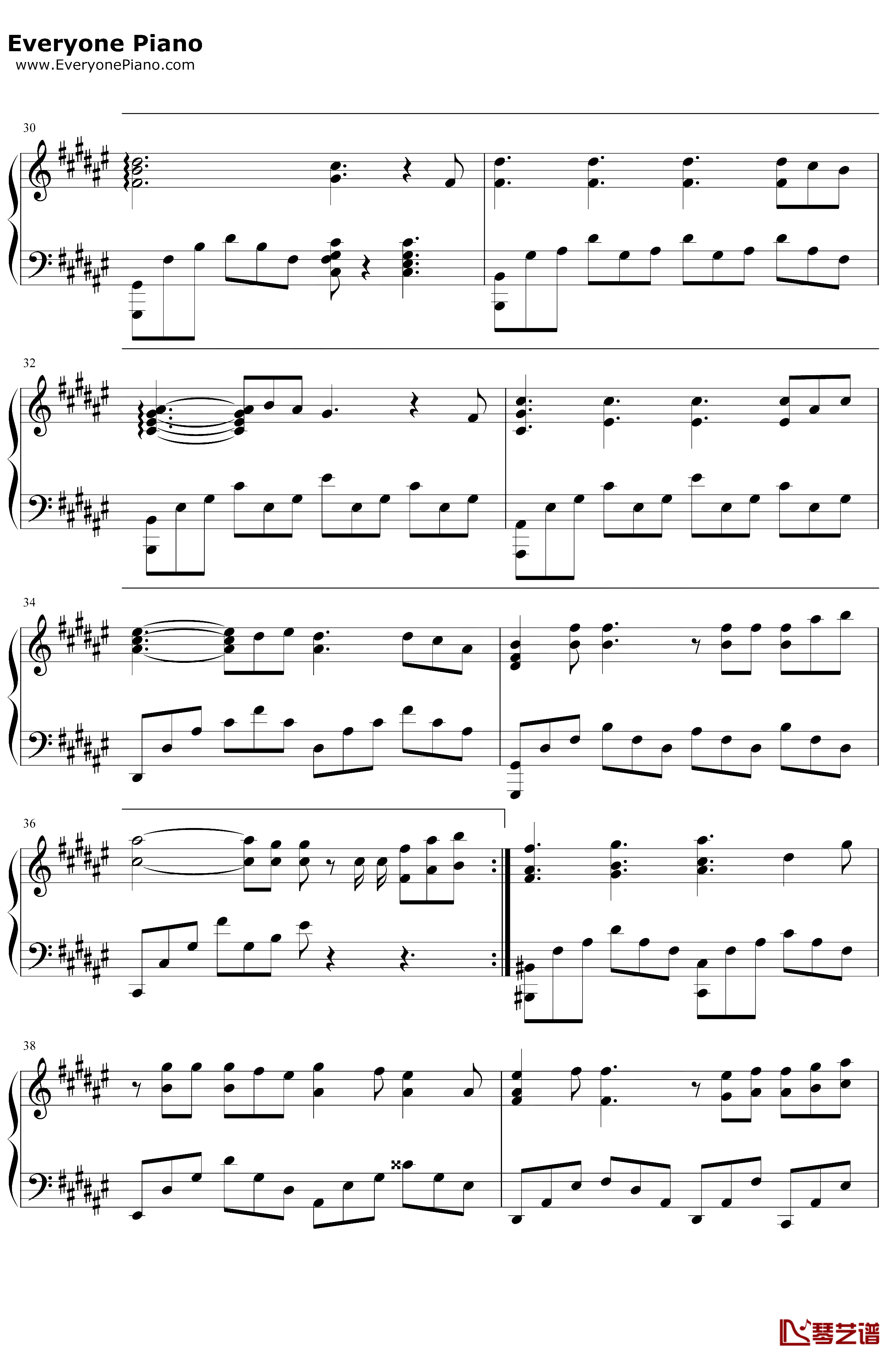 WonderfulU钢琴谱 AGA 完美独奏版4