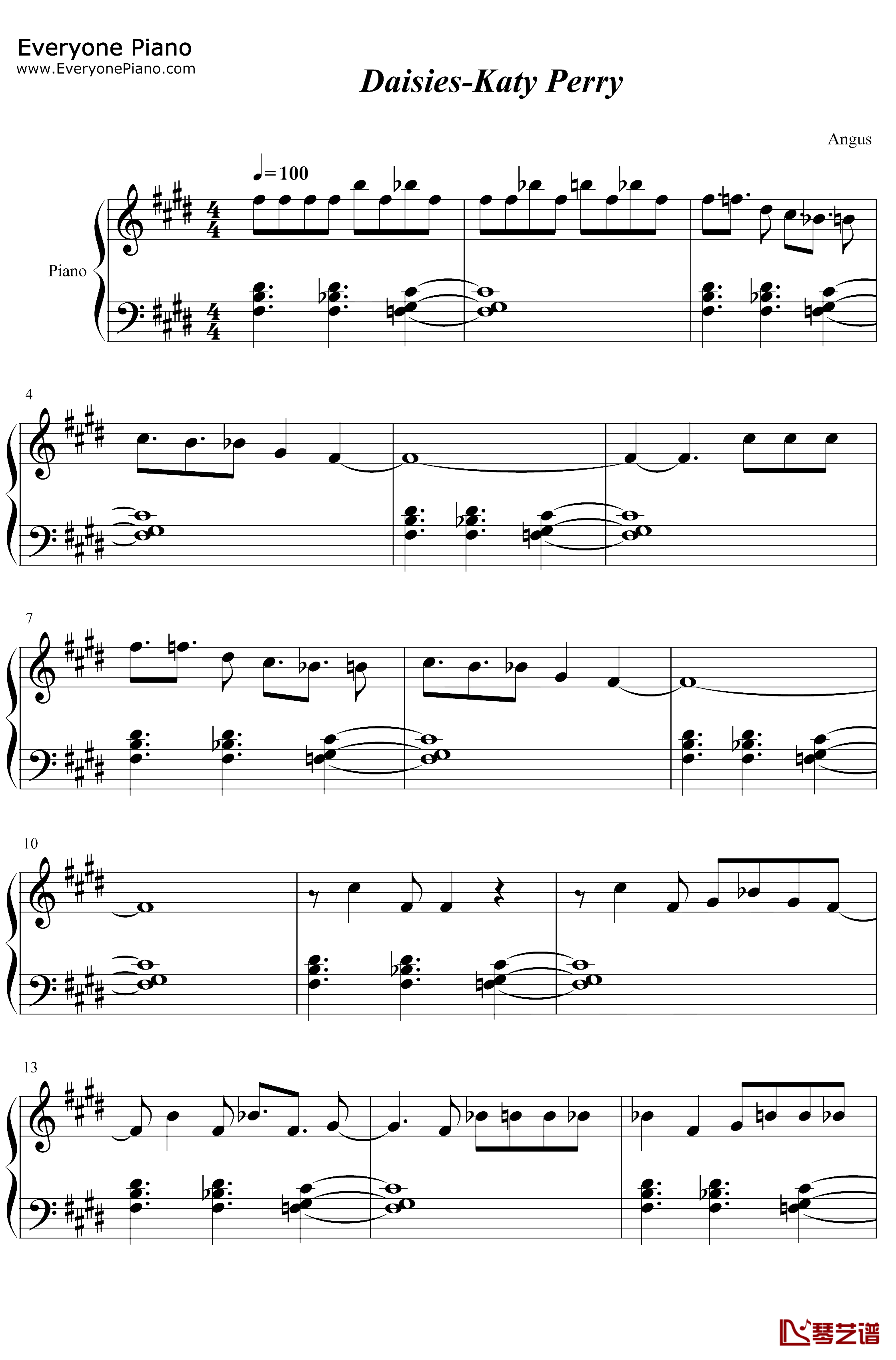 Daisies钢琴谱-Katy Perry1