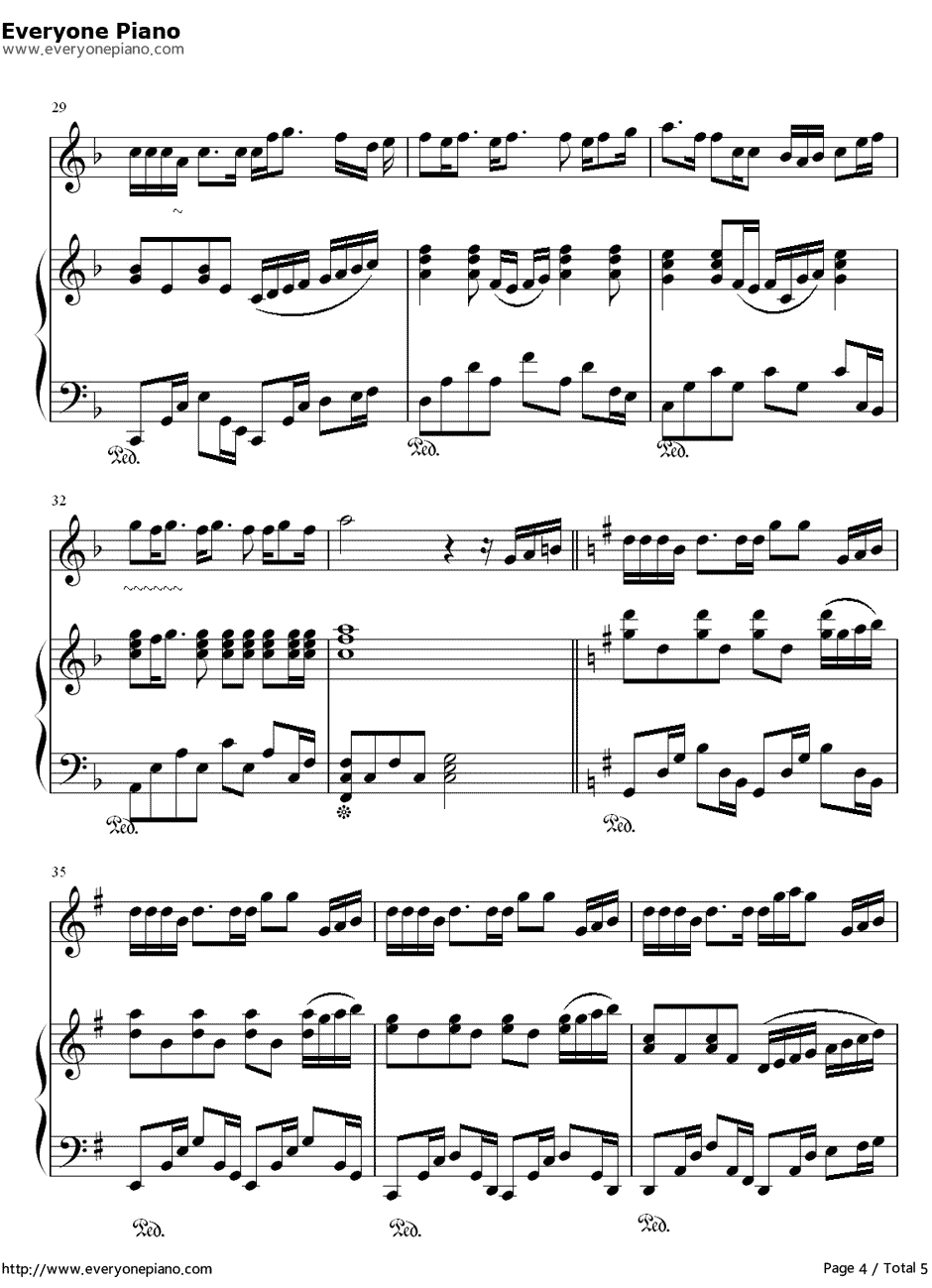 可爱女人钢琴谱-周杰伦-独奏版4
