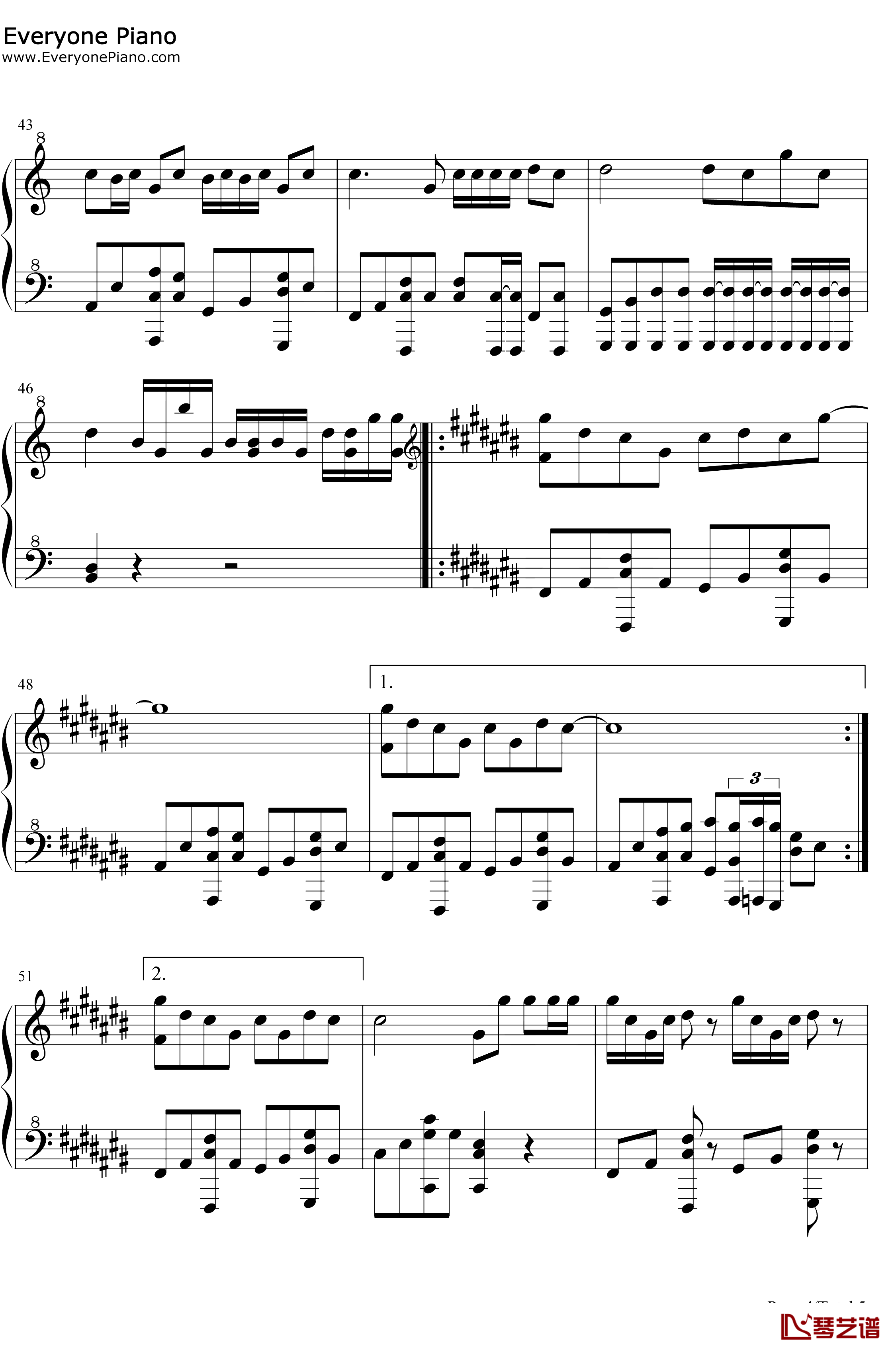 星茶会钢琴谱-灰澈-轻快的钢琴RB曲4